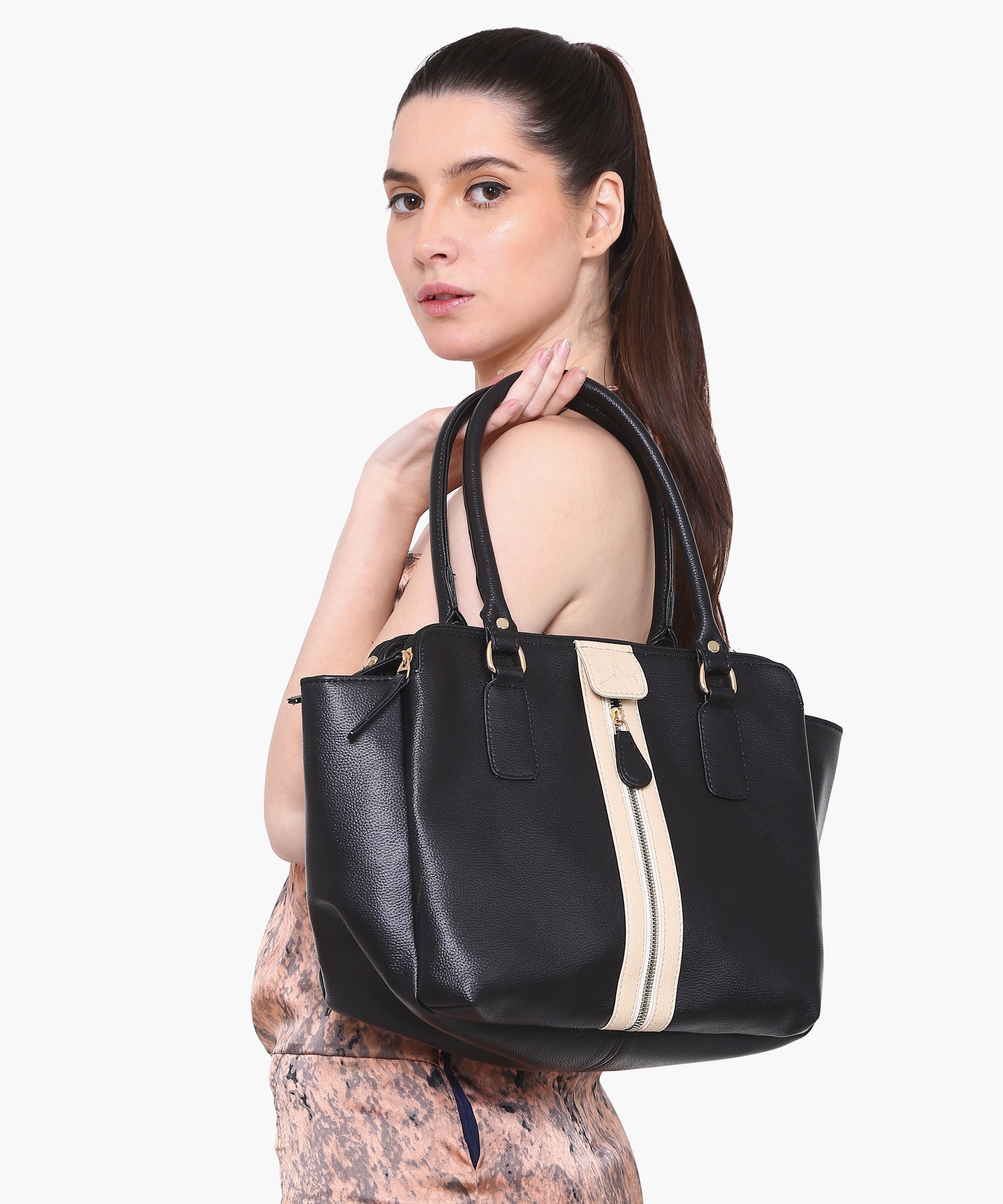 Black multi 2024 compartment handbag