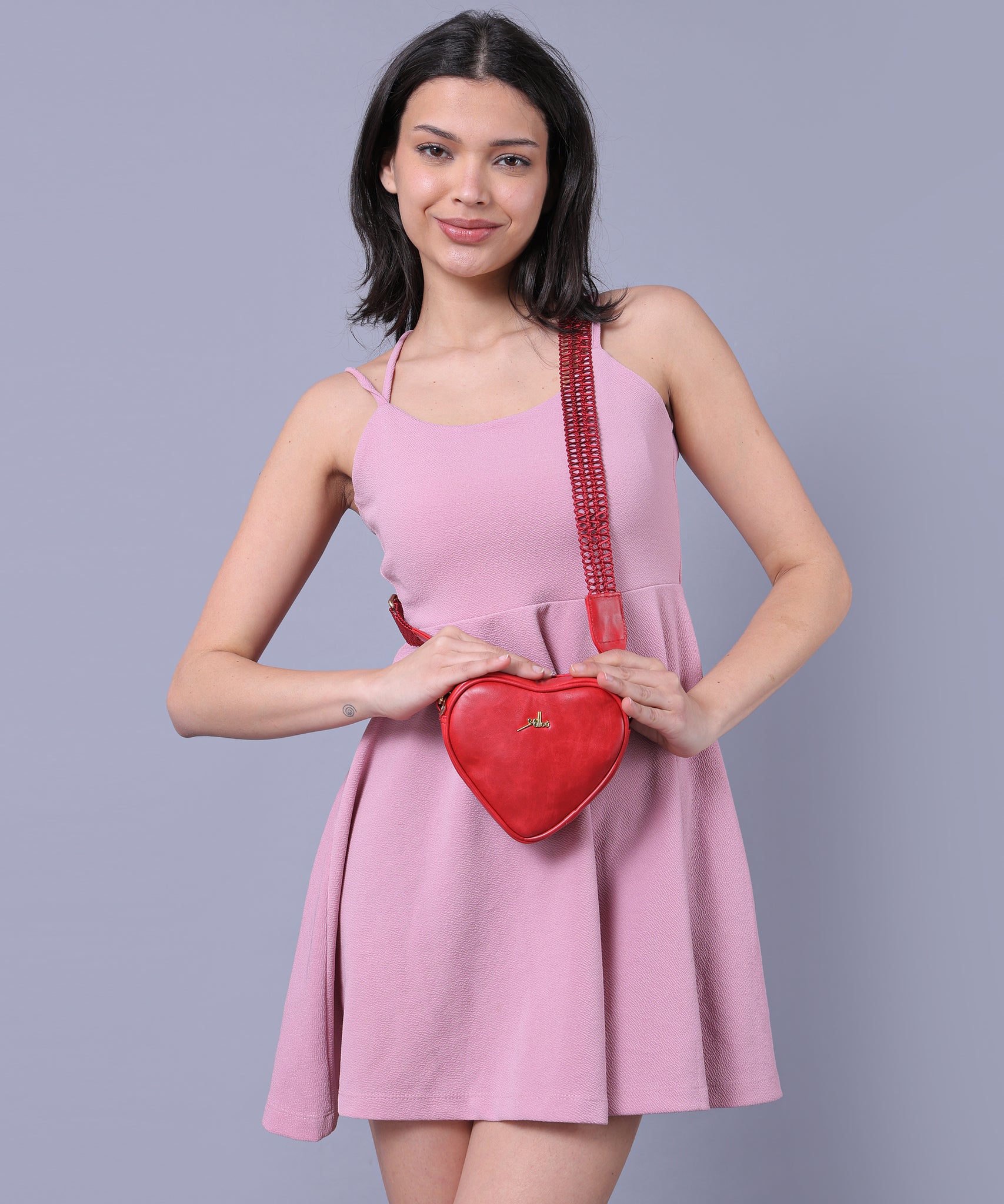 Red Heart Shaped Sling Bag