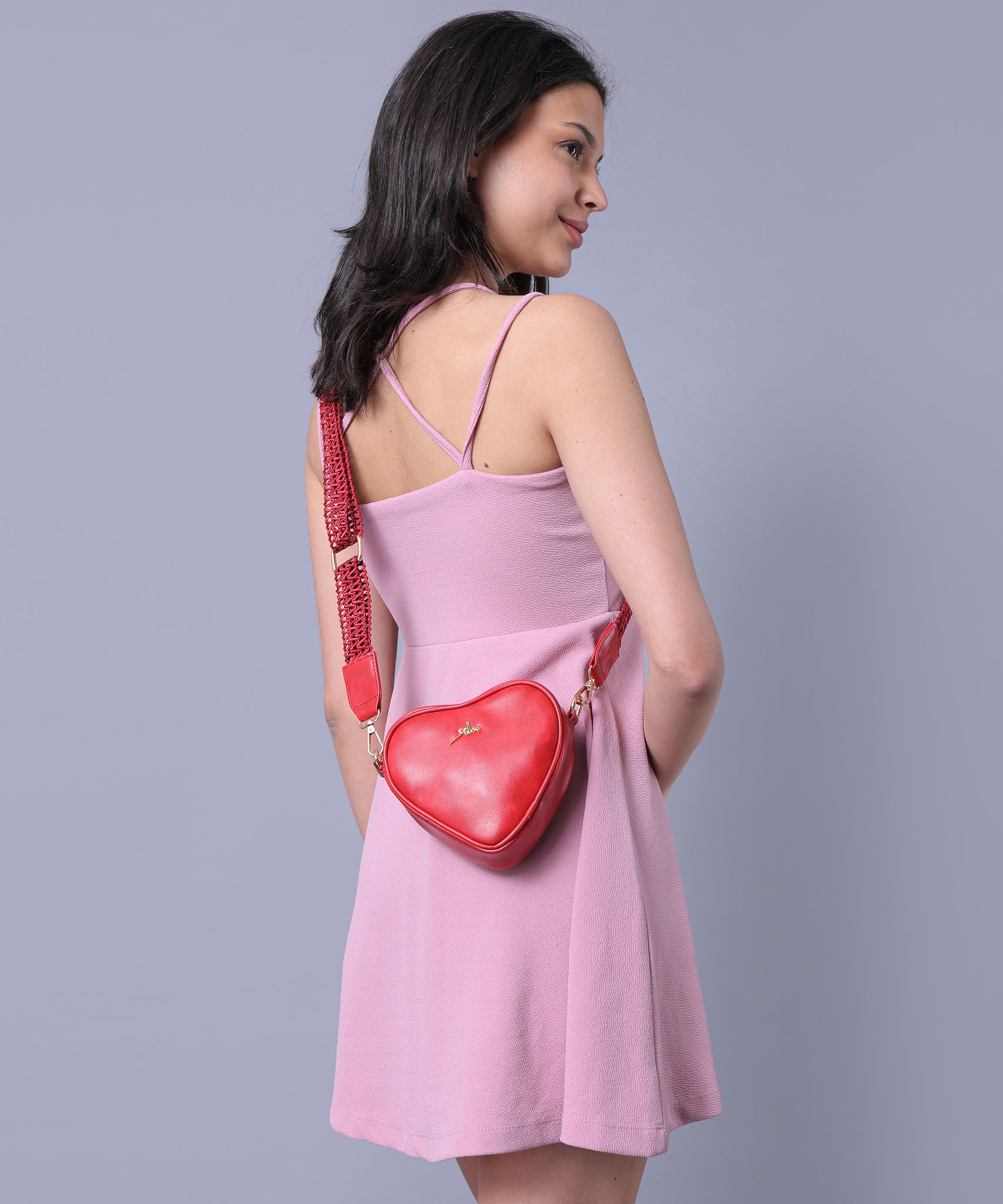 Red Heart Shaped Sling Bag