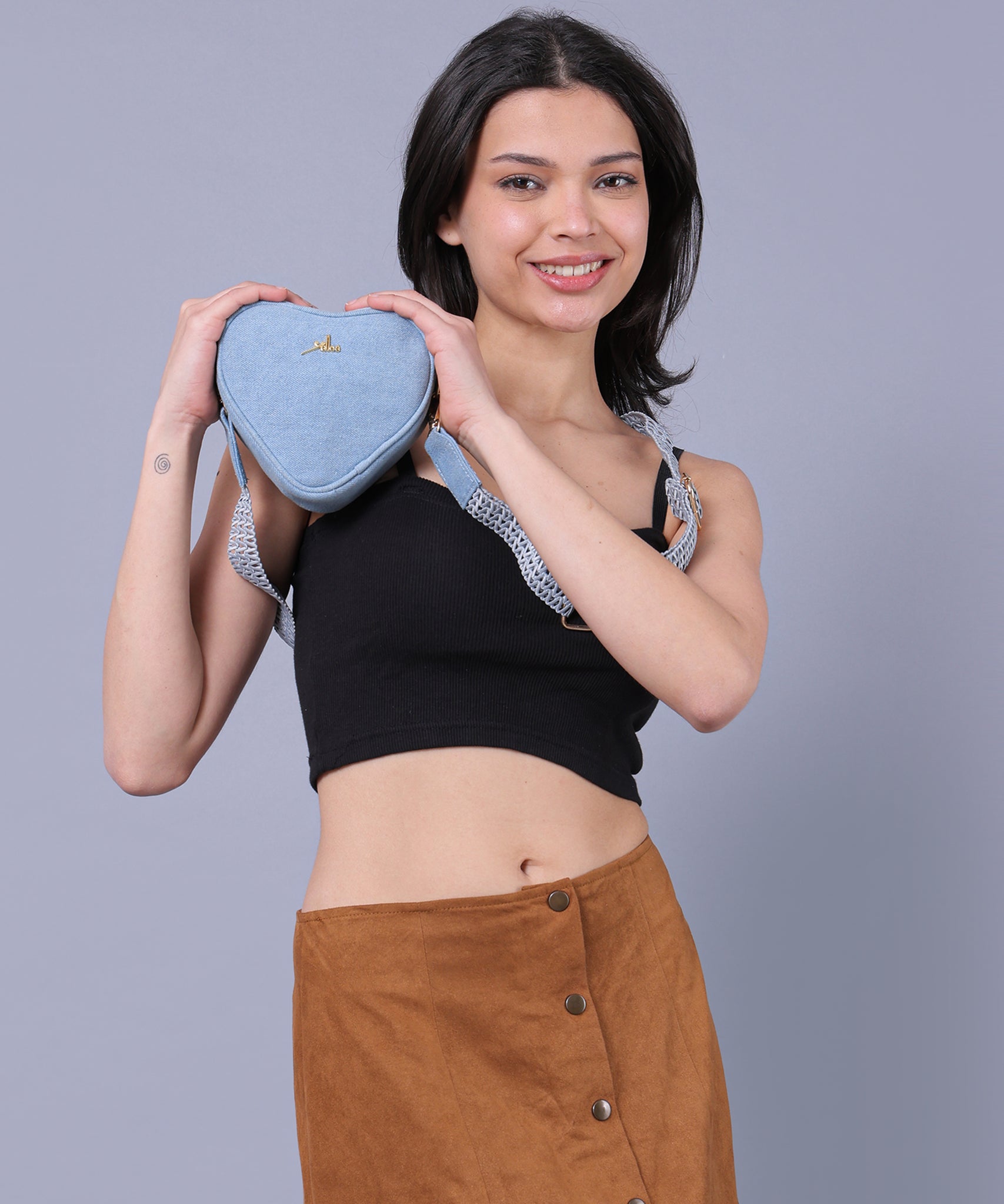 Blue Heart Shaped Sling Bag