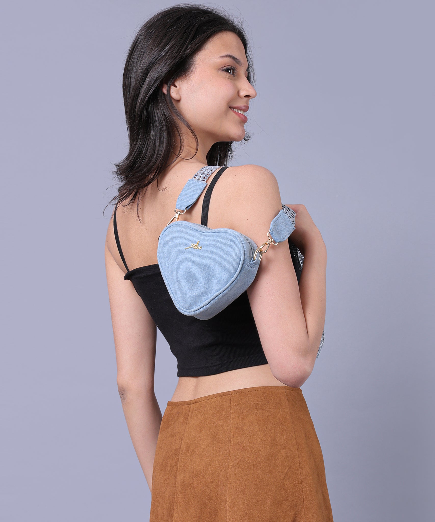 Blue Heart Shaped Sling Bag