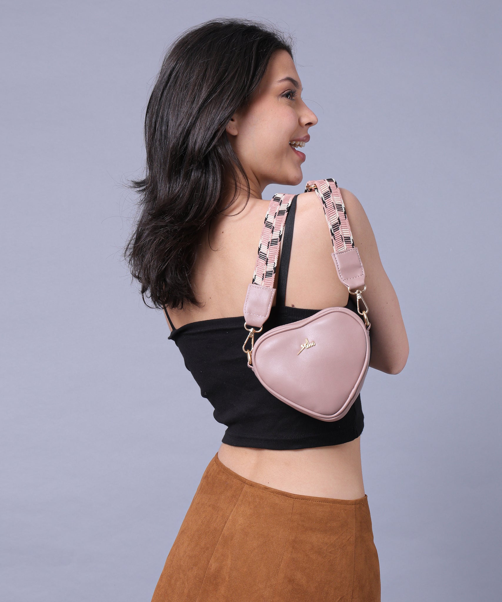 Pink Heart Shaped Sling Bag