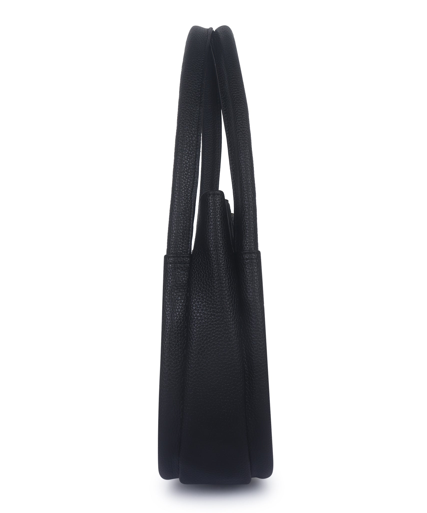 Black Synthetic Leather Baguette Bag For Women