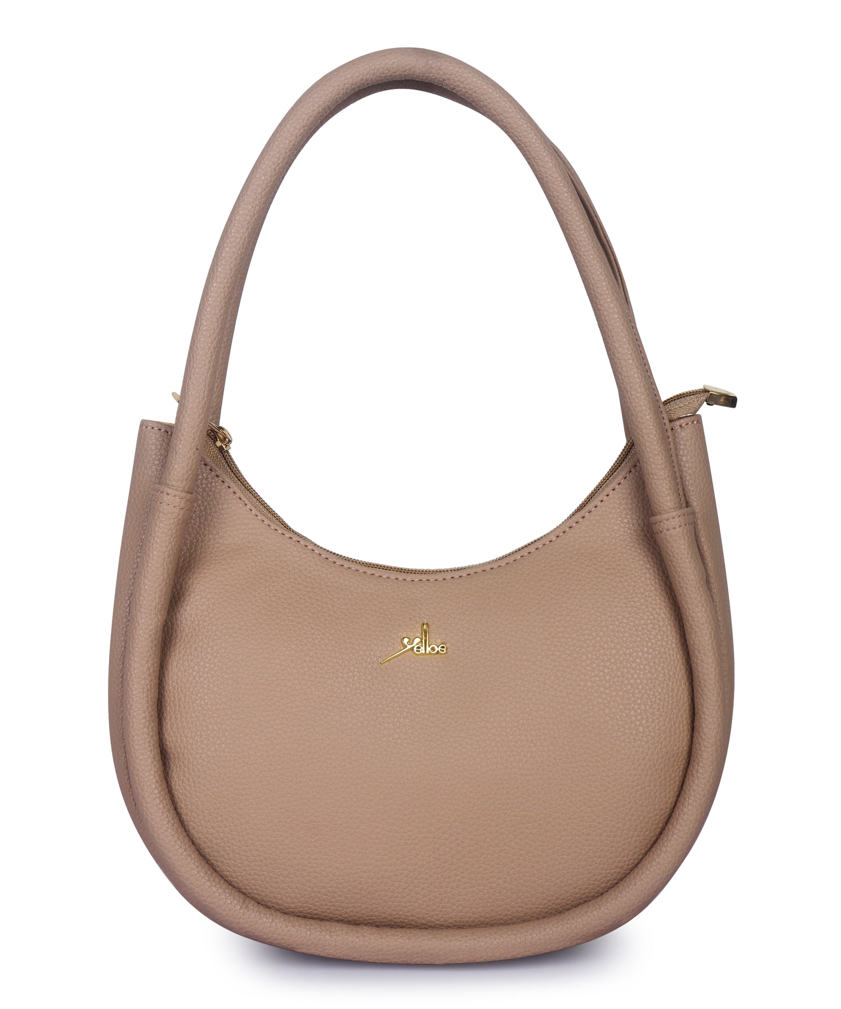 Beige Synthetic Leather Baguette Bag For Women