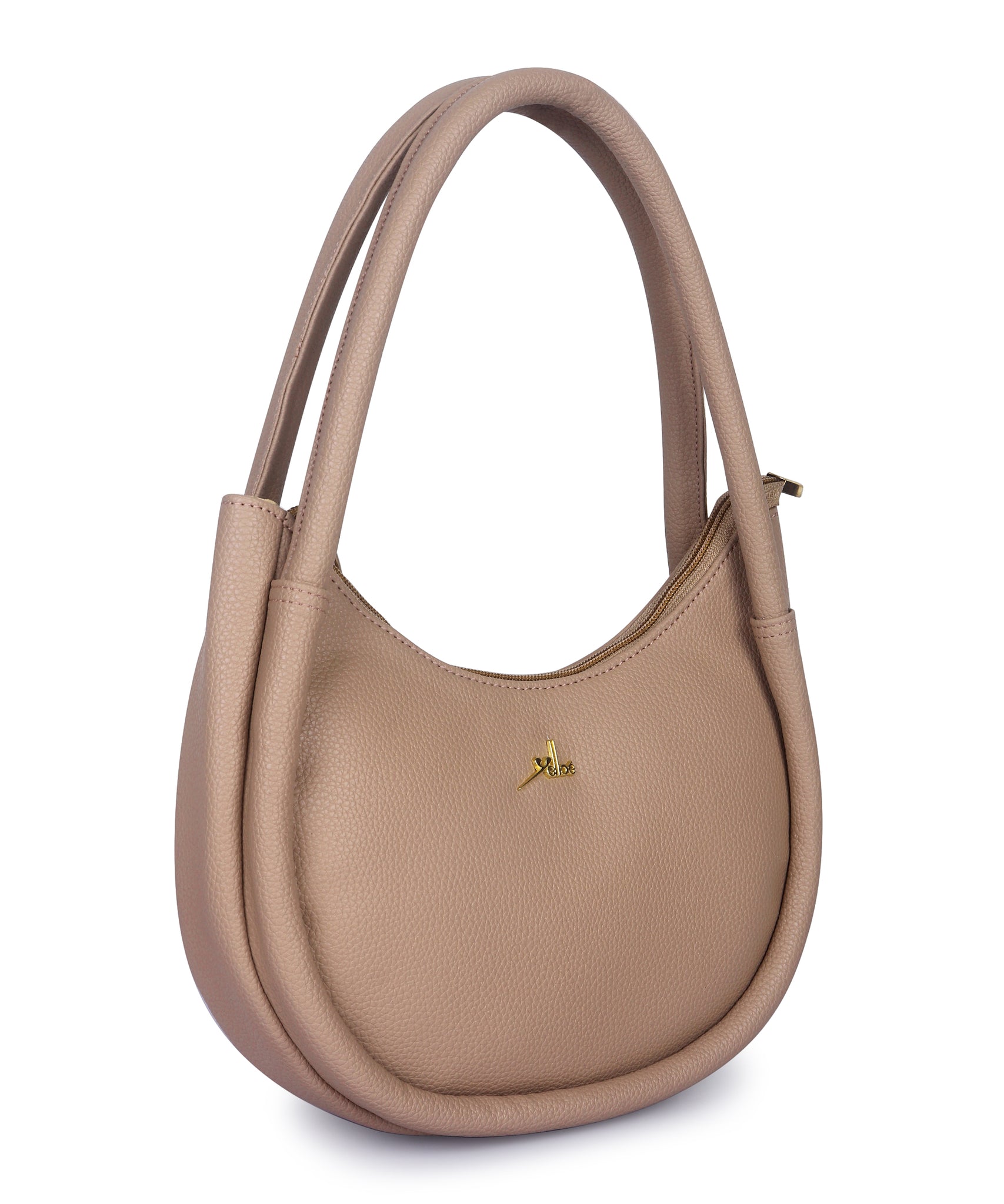 Beige Synthetic Leather Baguette Bag For Women