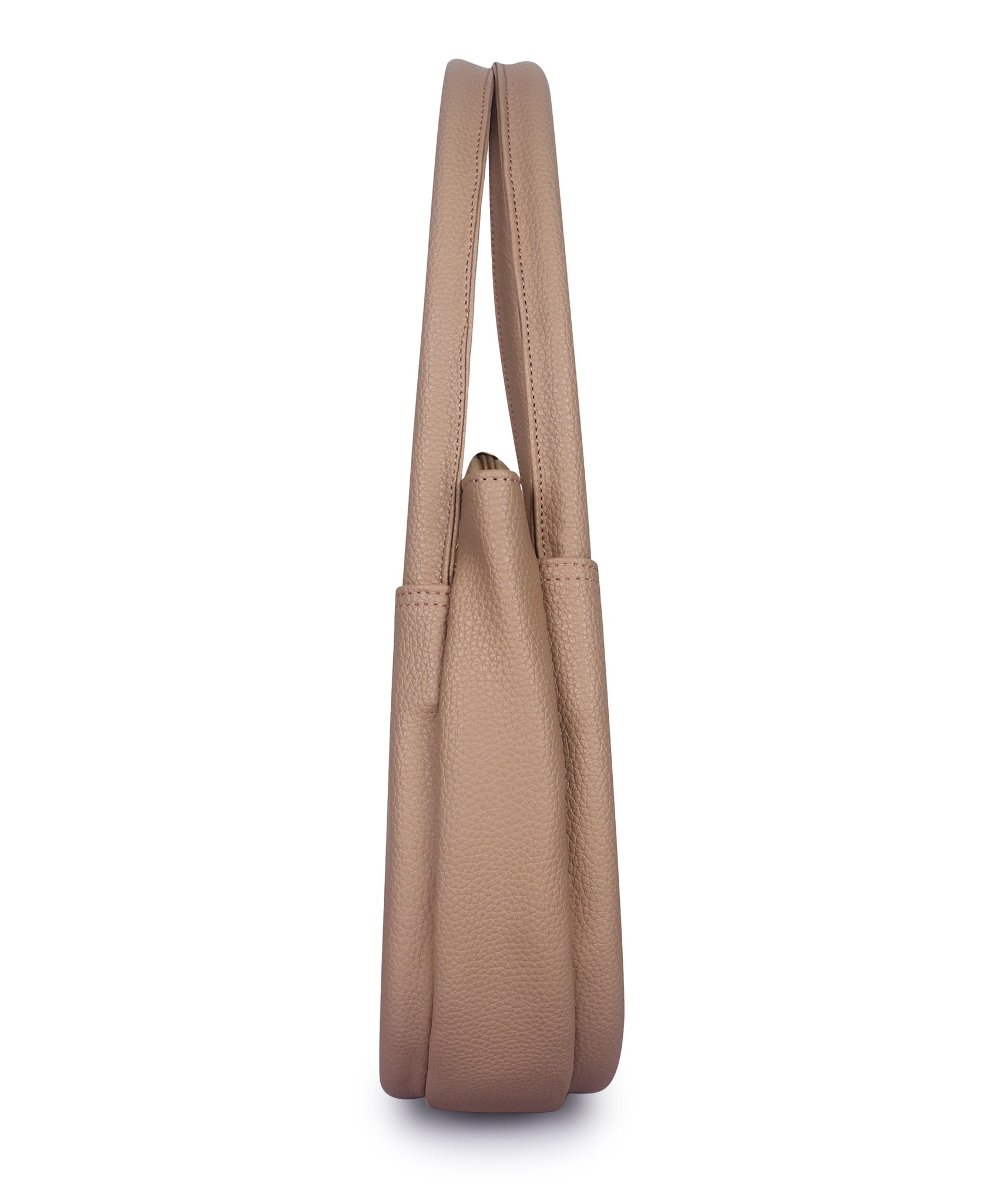 Beige Synthetic Leather Baguette Bag For Women