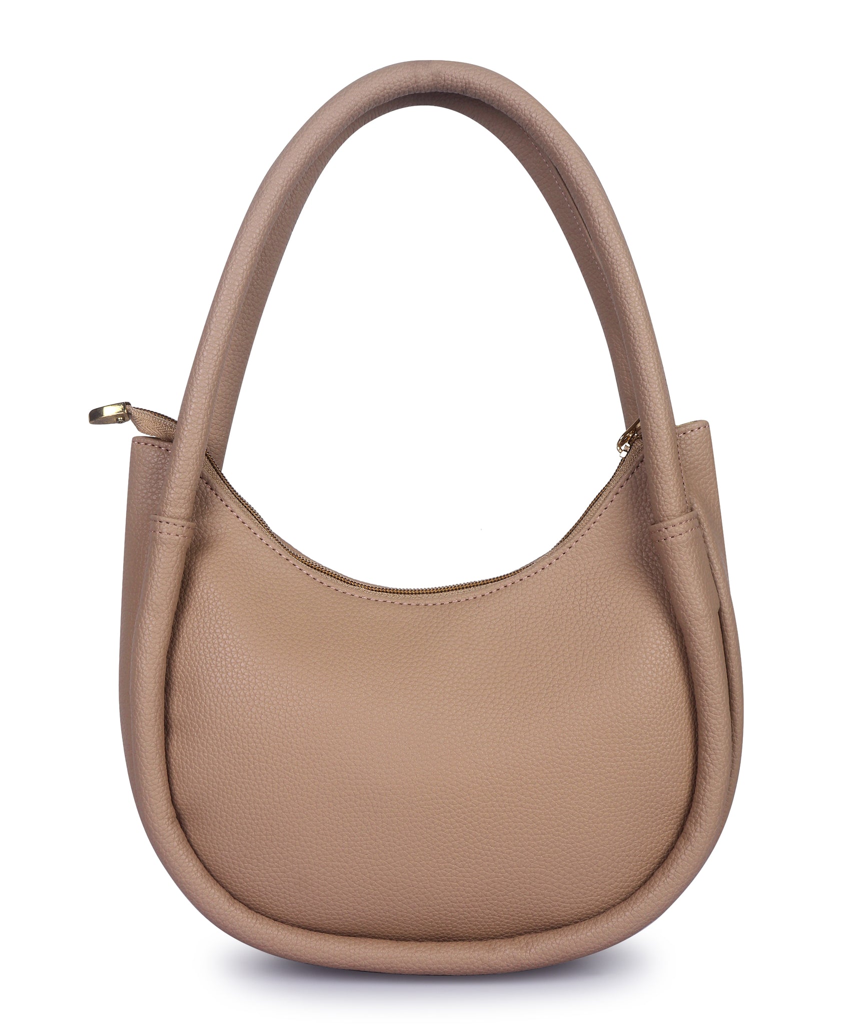 Beige Synthetic Leather Baguette Bag For Women