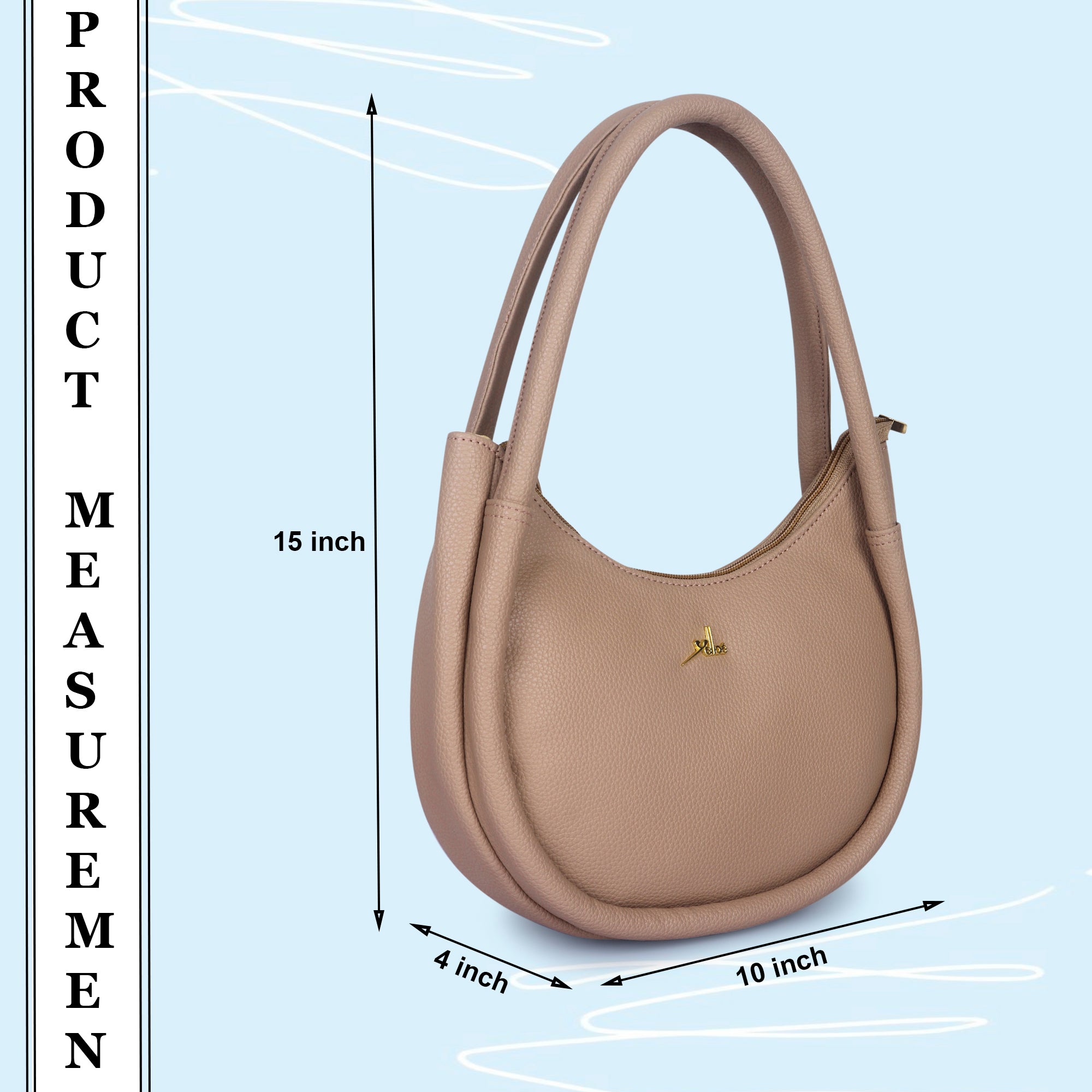 Beige Synthetic Leather Baguette Bag For Women