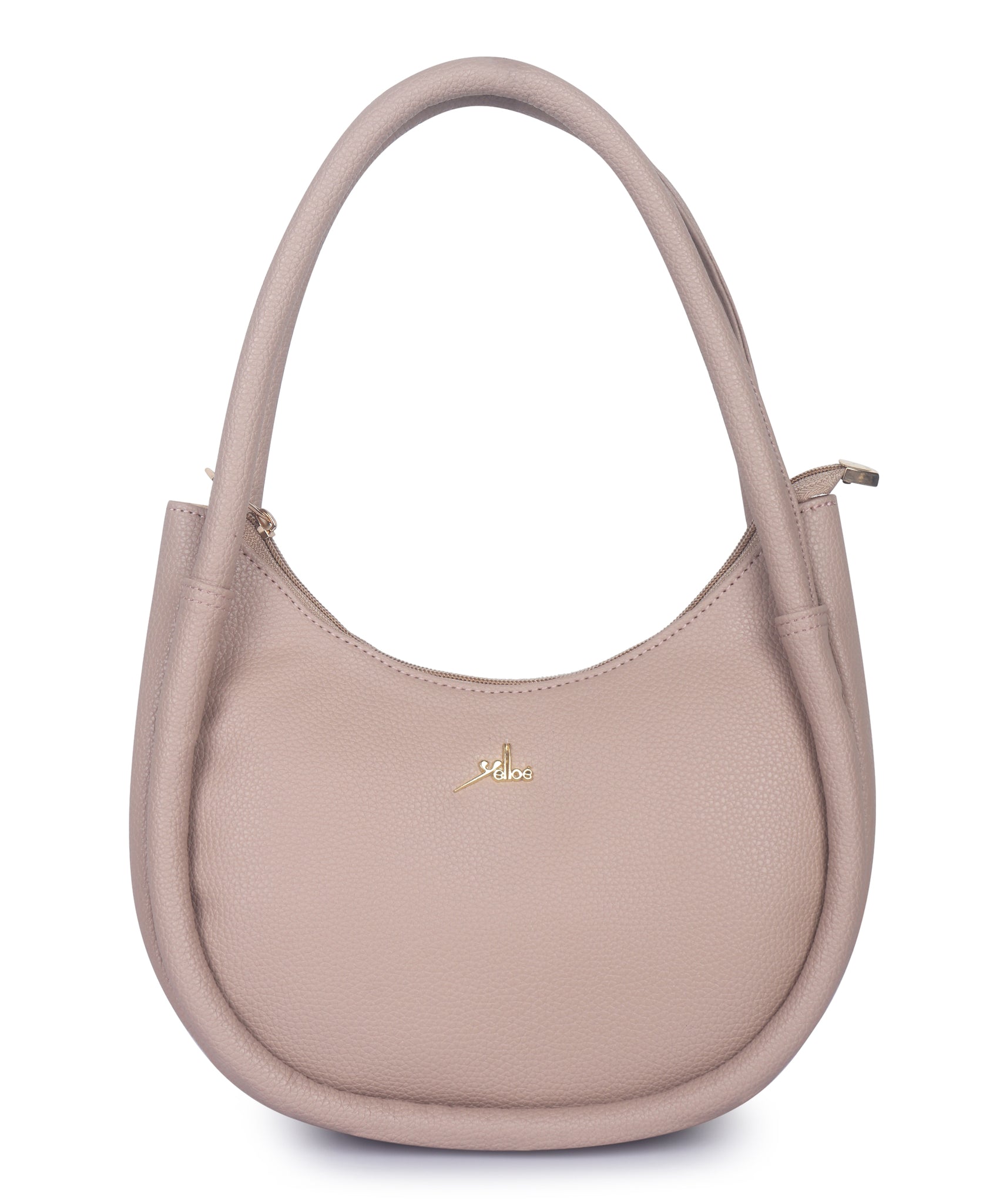 Dusty Pink Synthetic Leather Baguette Bag For Women