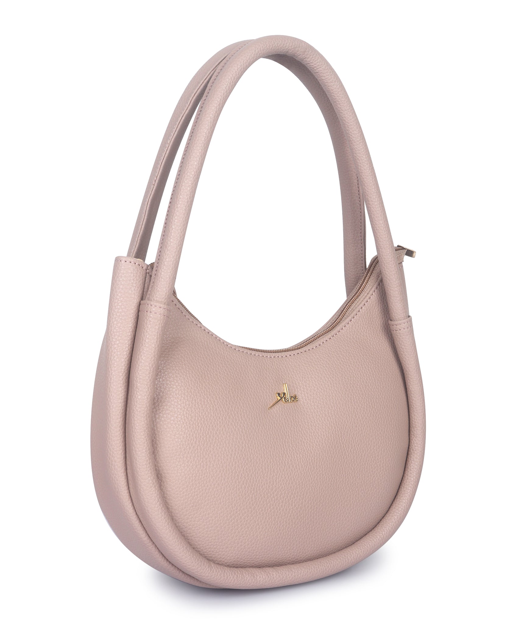 Dusty Pink Synthetic Leather Baguette Bag For Women