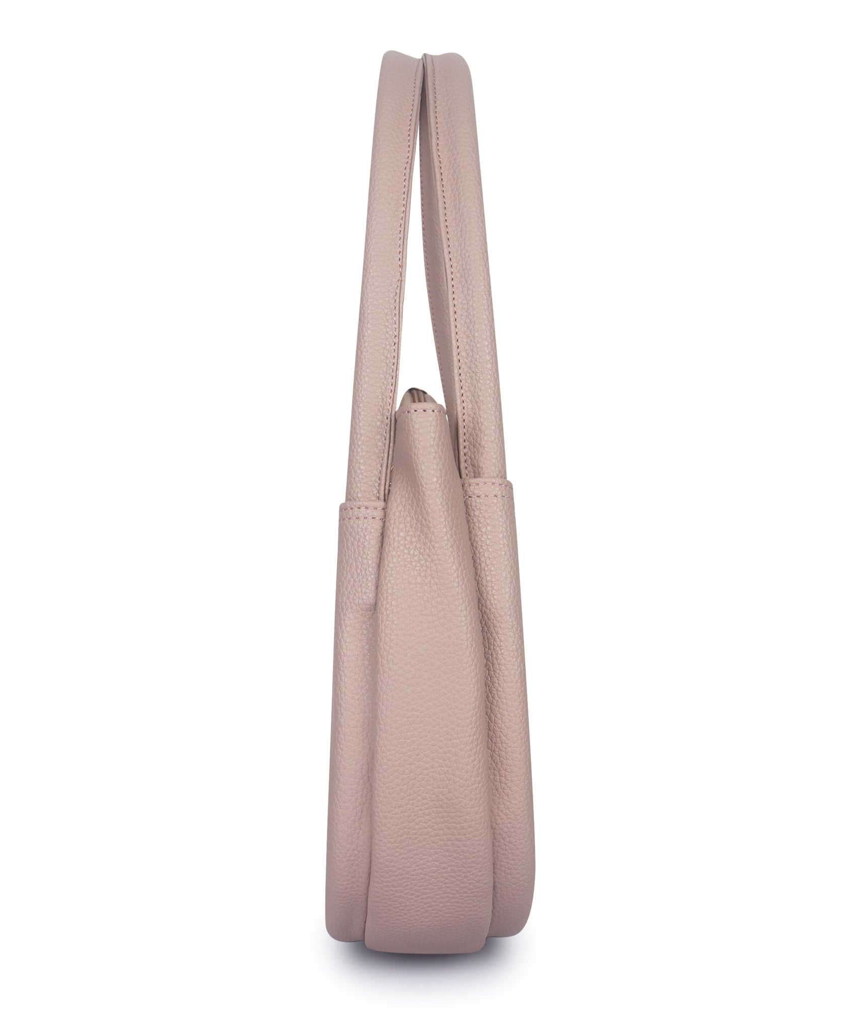 Dusty Pink Synthetic Leather Baguette Bag For Women