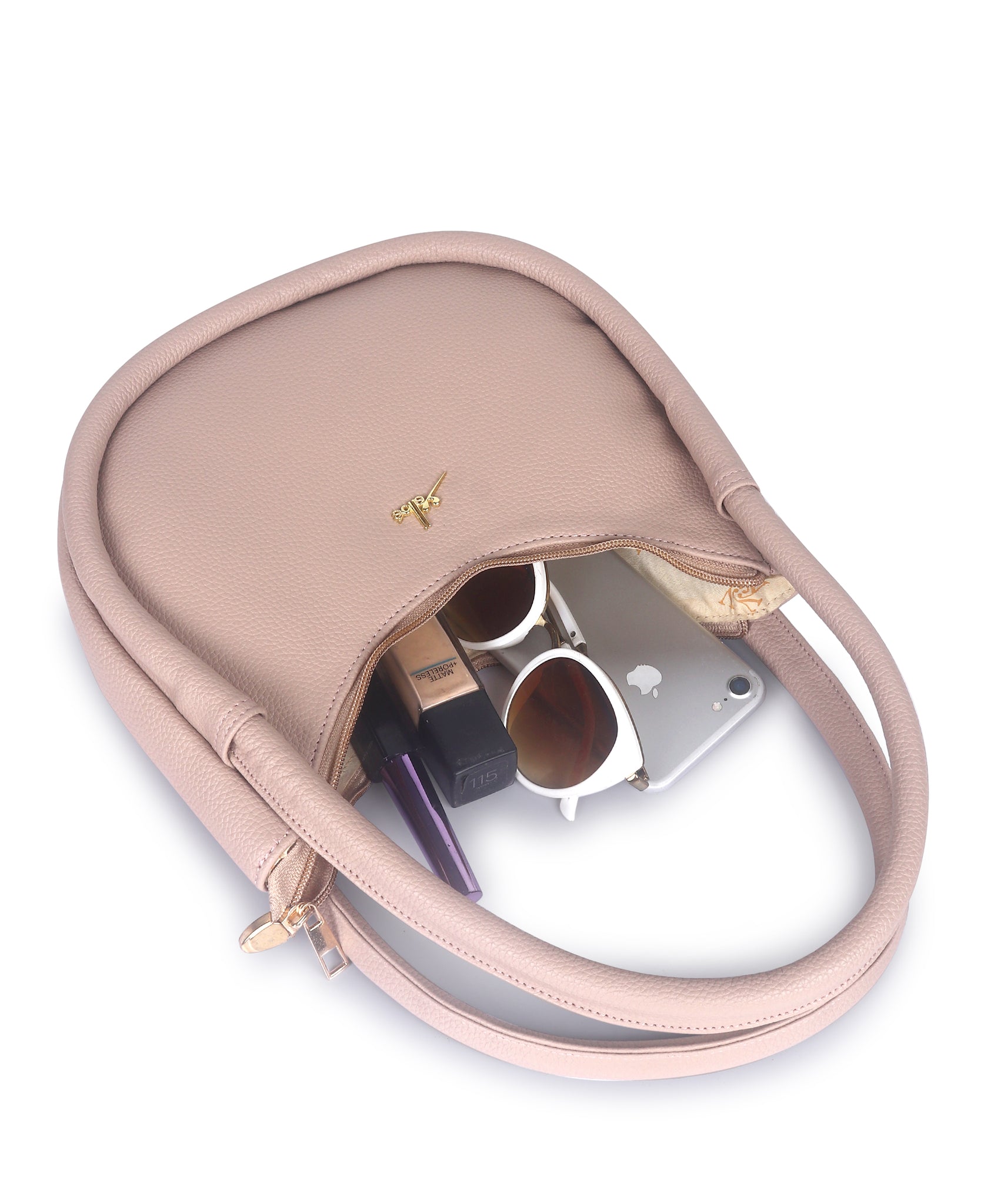 Dusty Pink Synthetic Leather Baguette Bag For Women