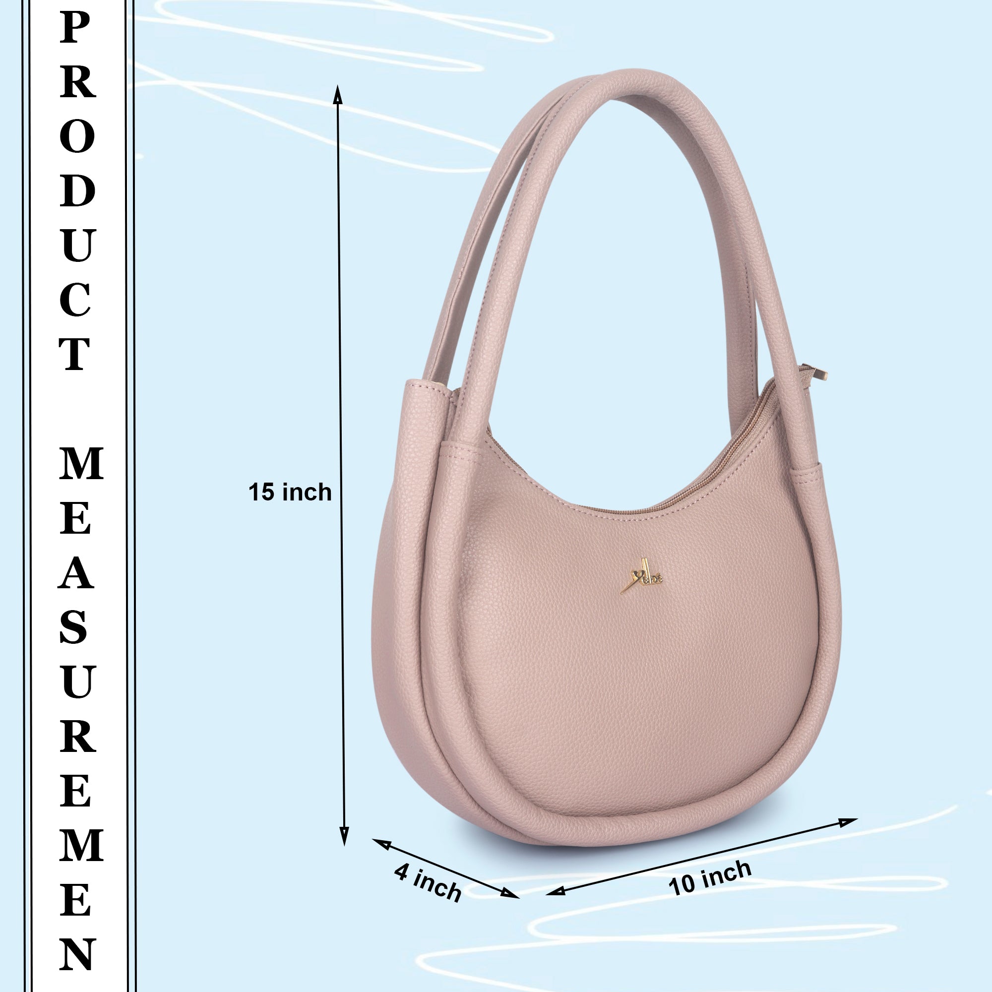 Dusty Pink Synthetic Leather Baguette Bag For Women