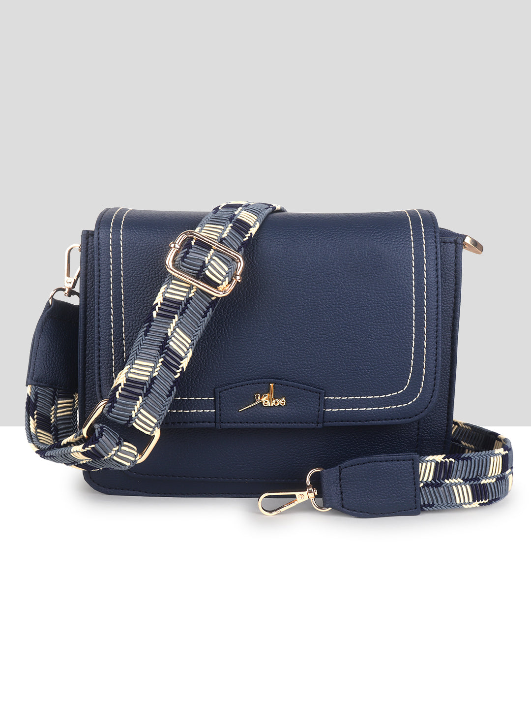 Blue Multicompartment Sling Bag For Women