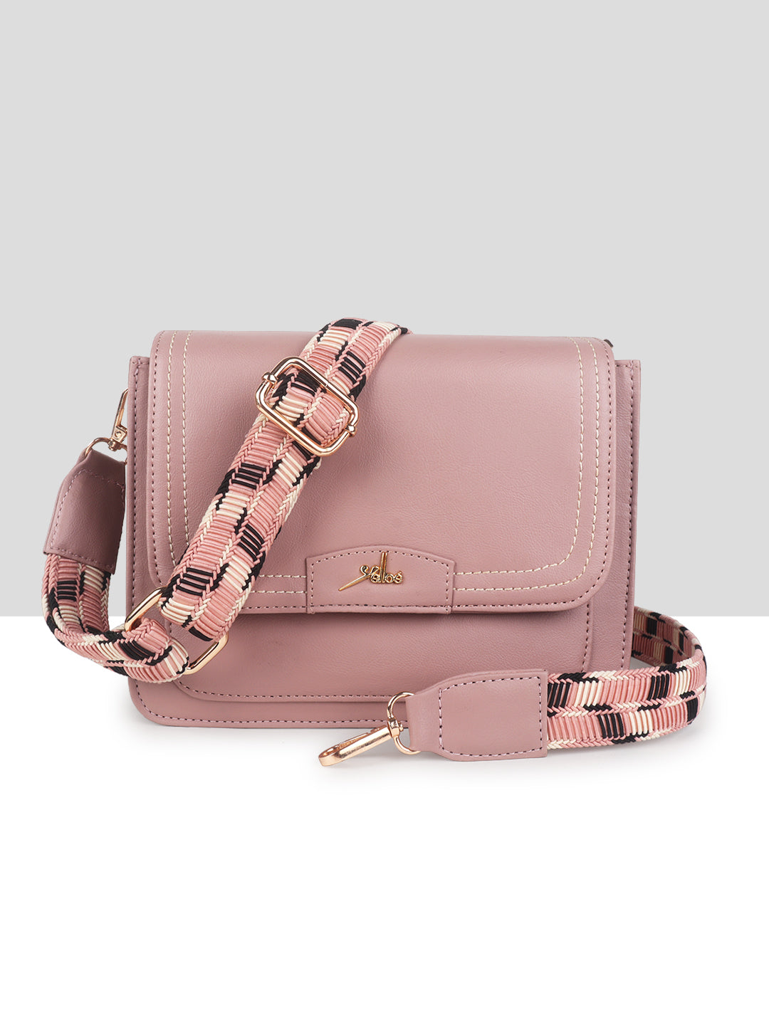 Dusty Pink Multicompartment Sling Bag For Women