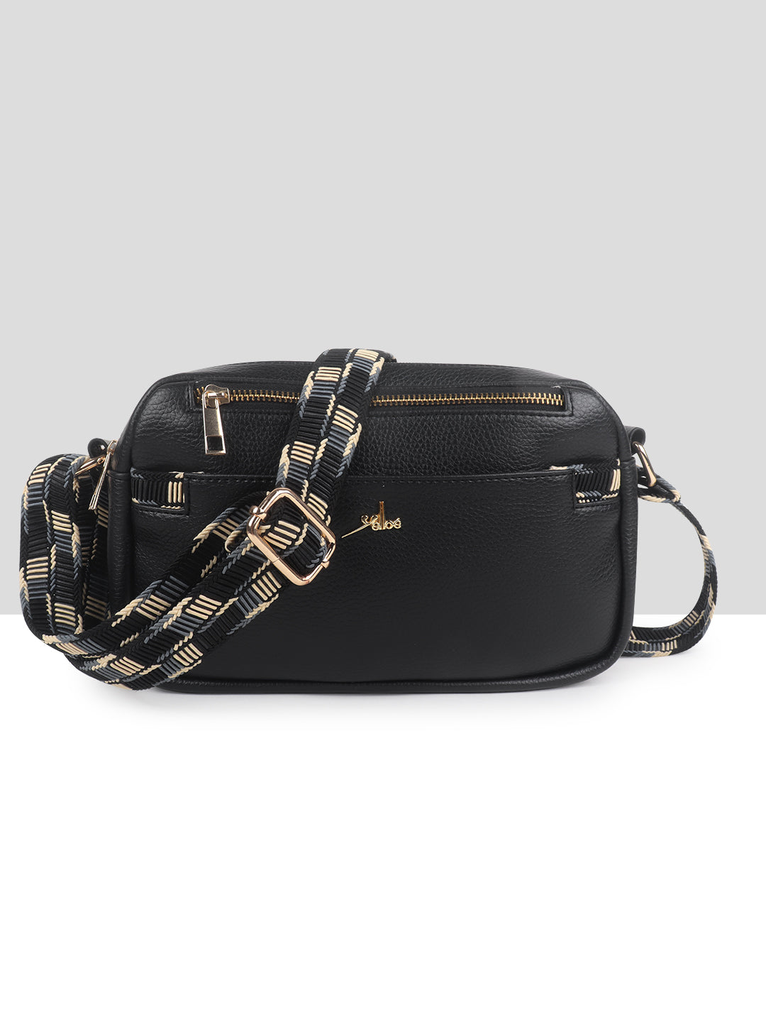 Black Multicompartment Sling Bag For Women