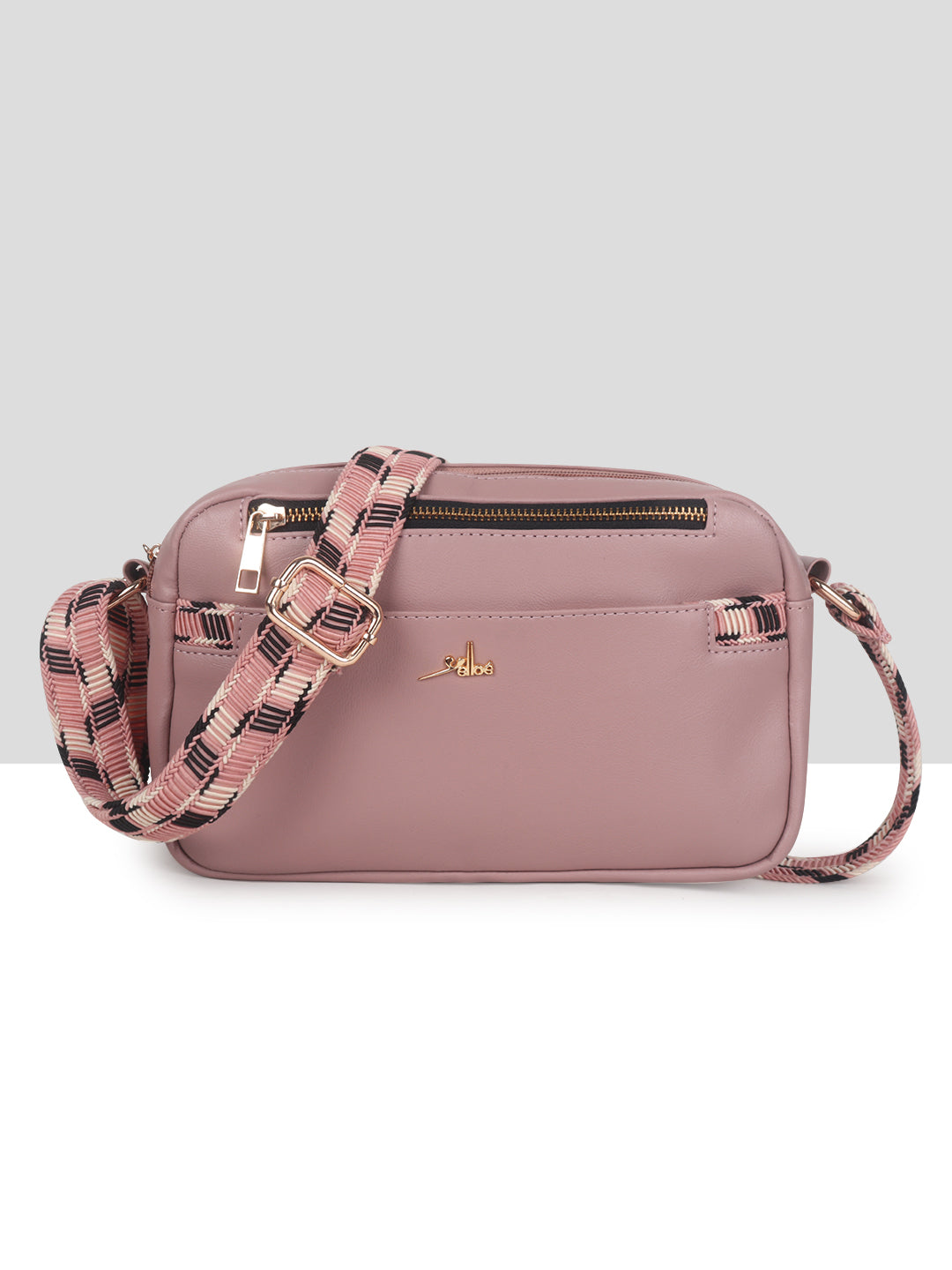 Dusty Pink Multicompartment Sling Bag For Women