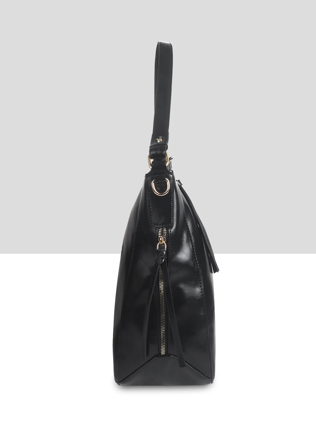 Black Synthetic Leather Handbag for Women