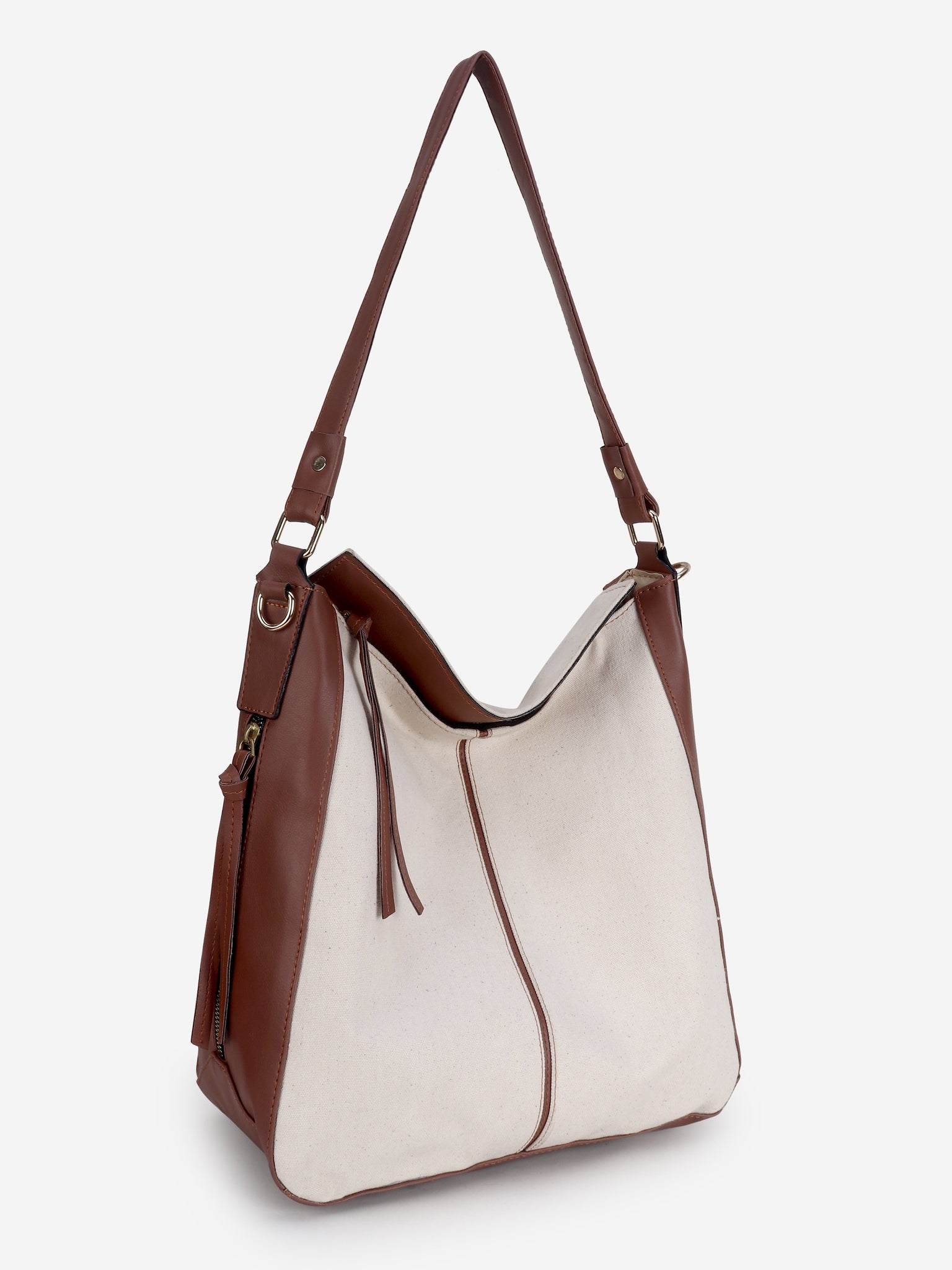 Off White-Tan Canvas Handbag for Women