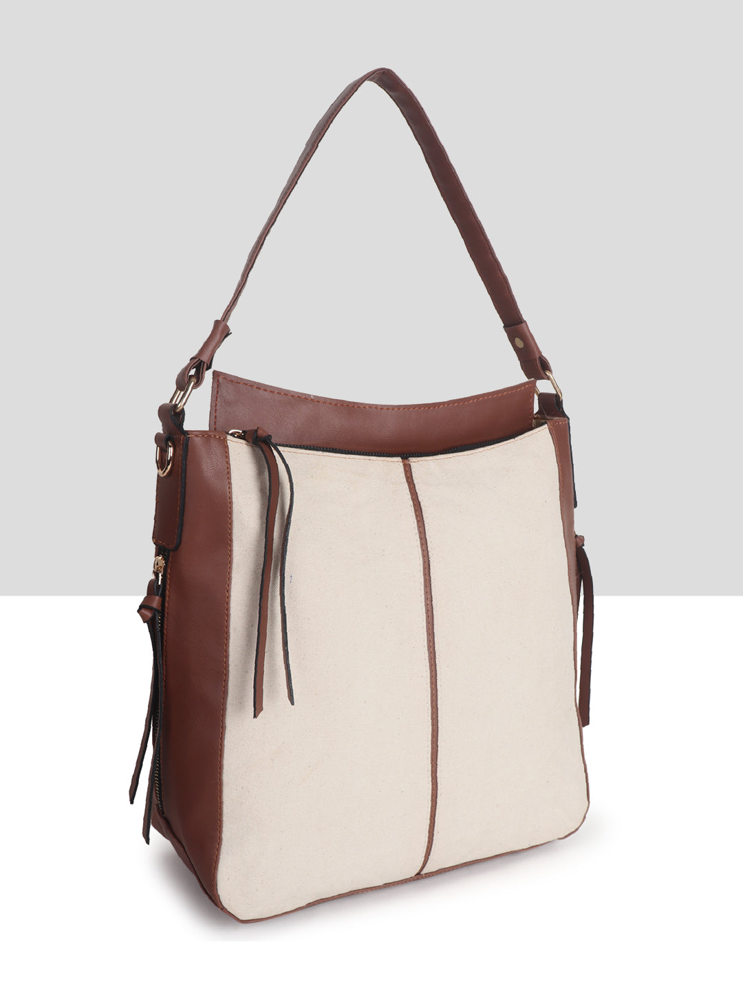 Off White-Tan Canvas Handbag for Women