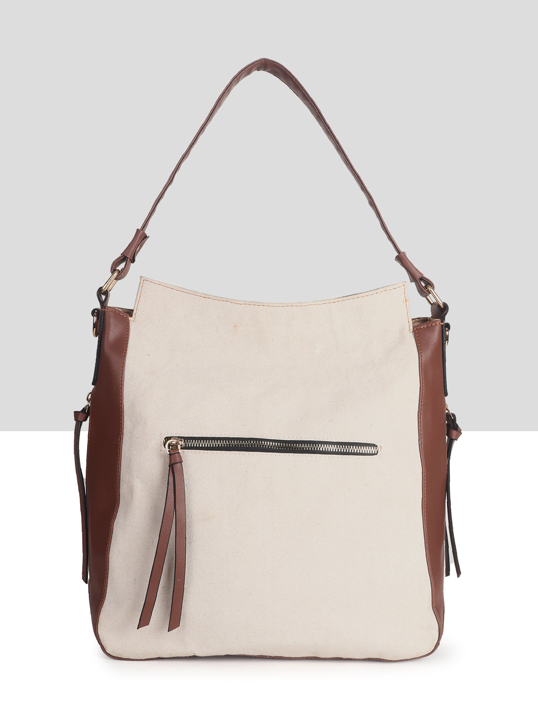 Off White-Tan Canvas Handbag for Women