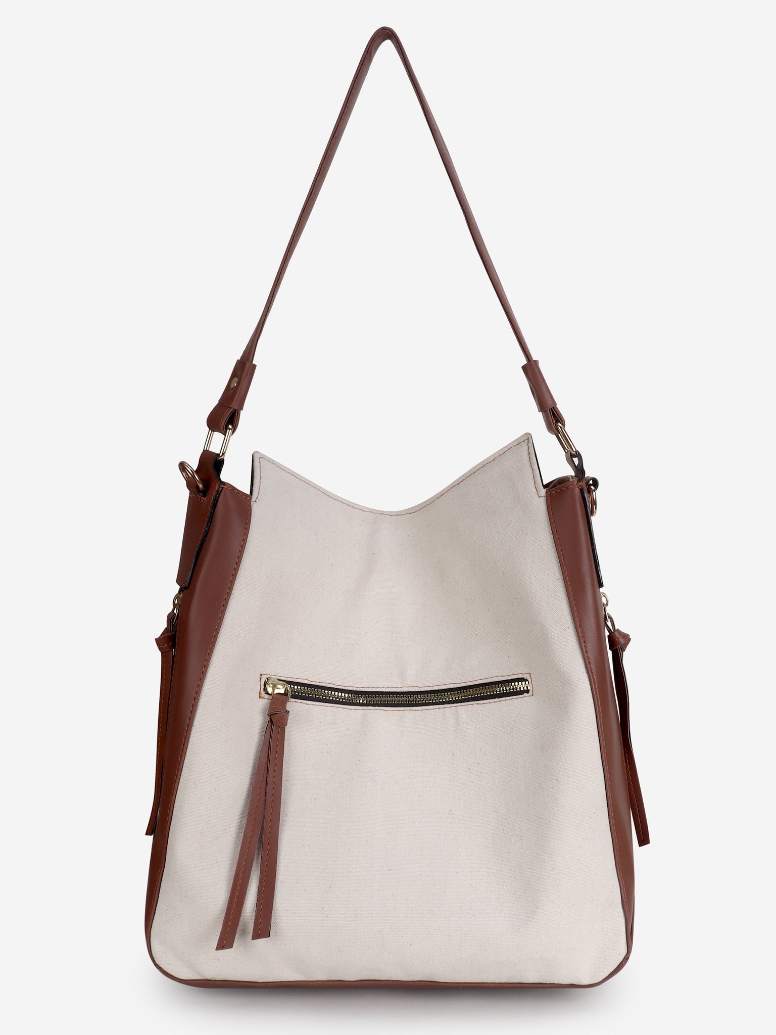 Off White-Tan Canvas Handbag for Women