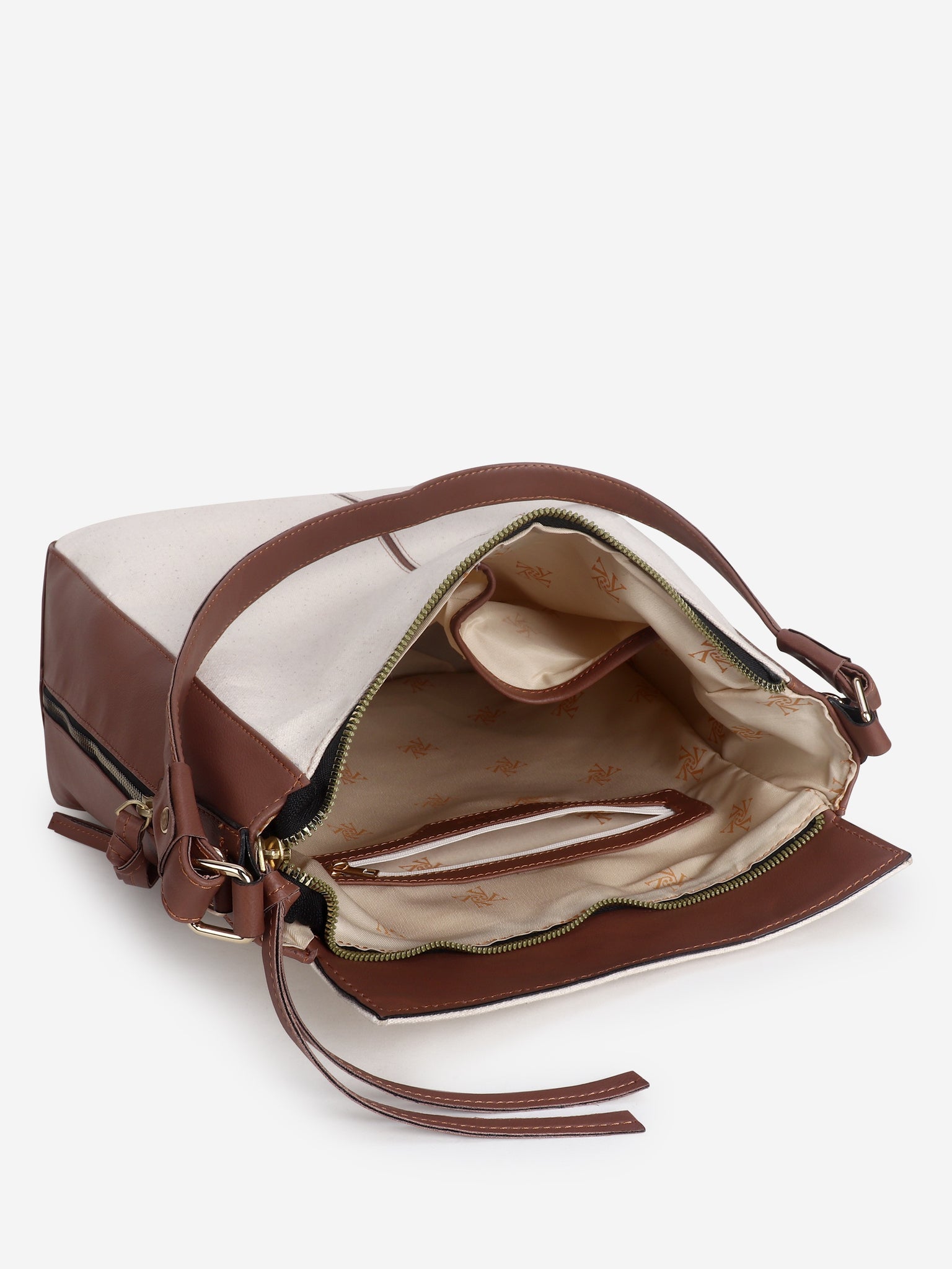 Off White-Tan Canvas Handbag for Women