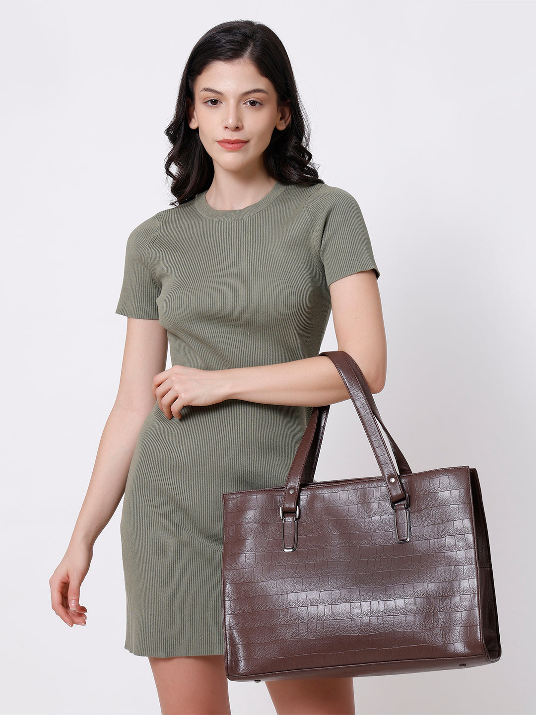 Brown PU Leather Shoulder Bag for Women