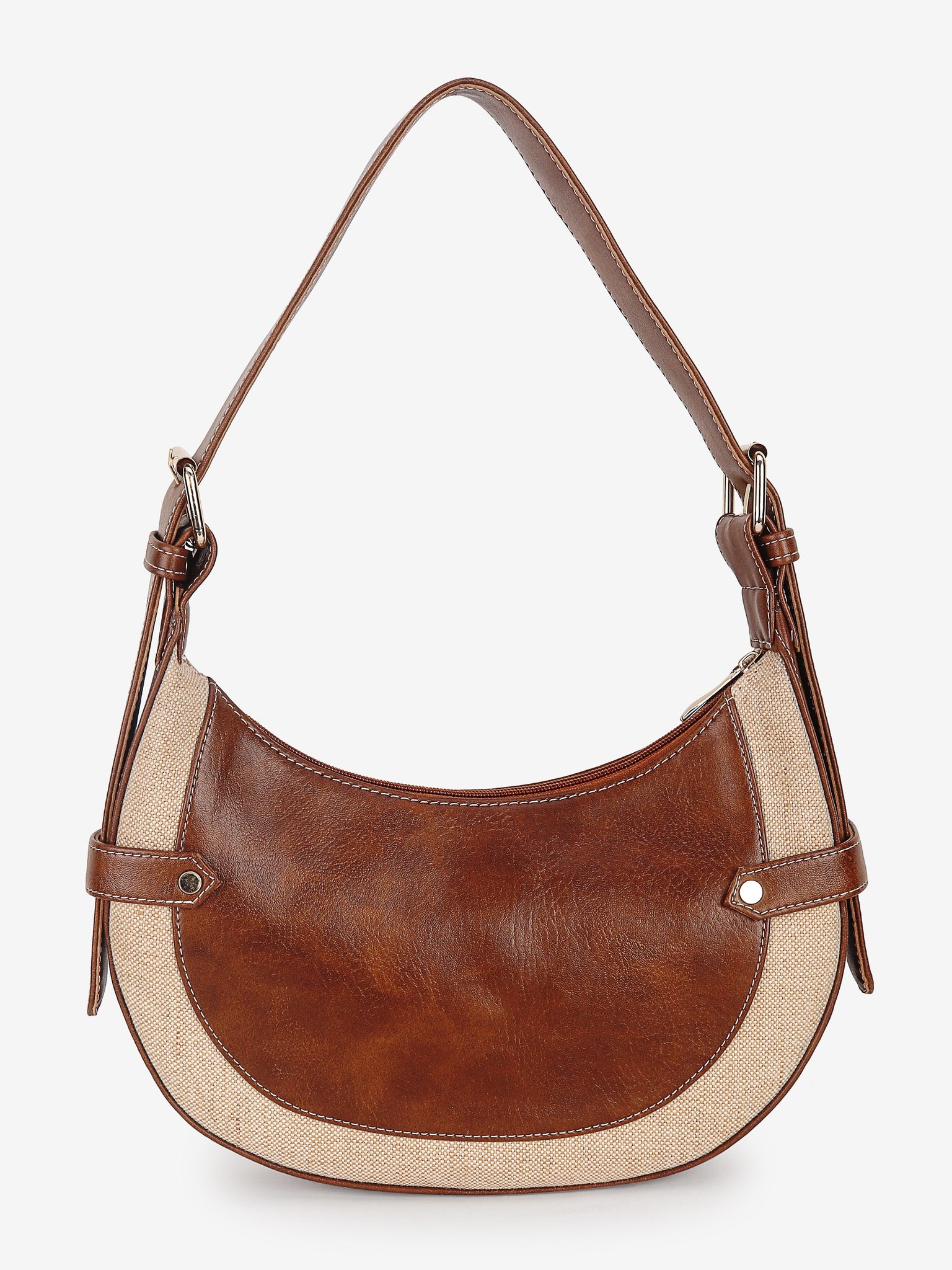 Tan-Beige Baguette Hand Bag