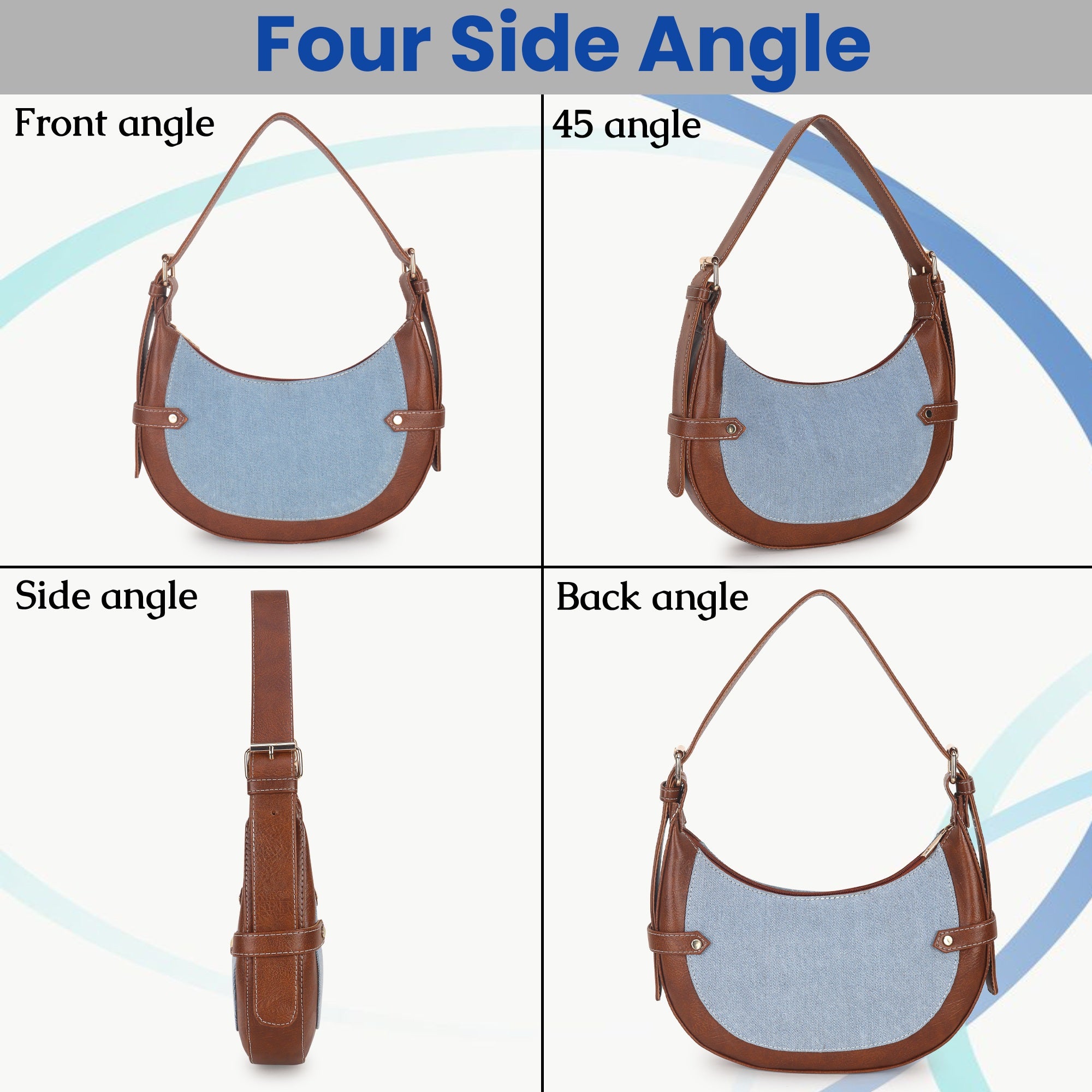 Blue Tan Baguette Hand Bag