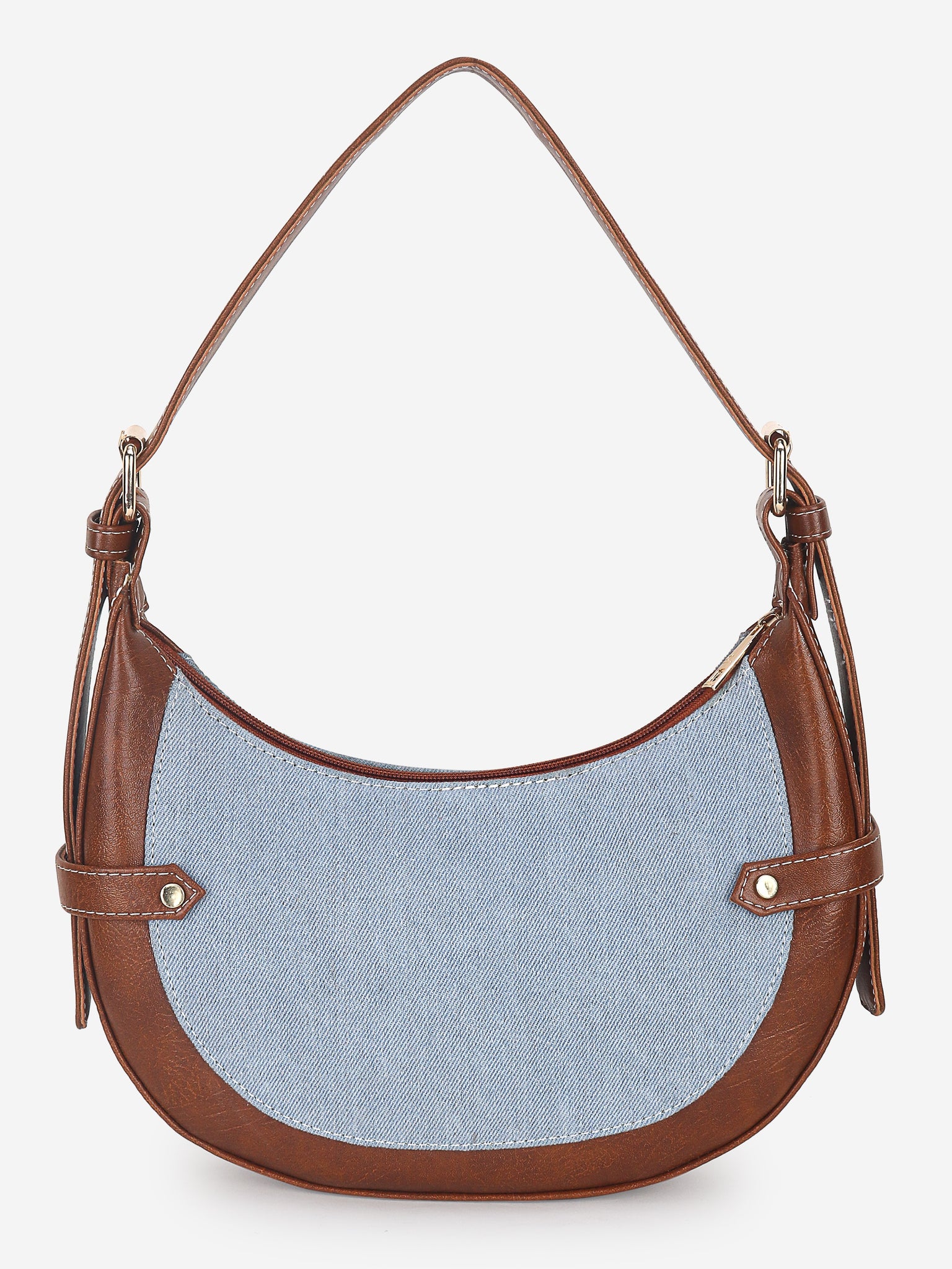 Blue Tan Baguette Hand Bag