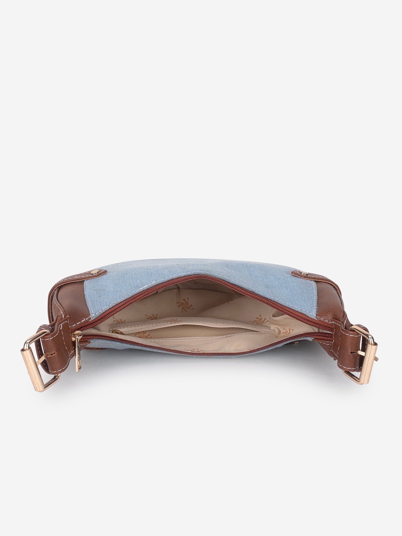 Blue Tan Baguette Hand Bag