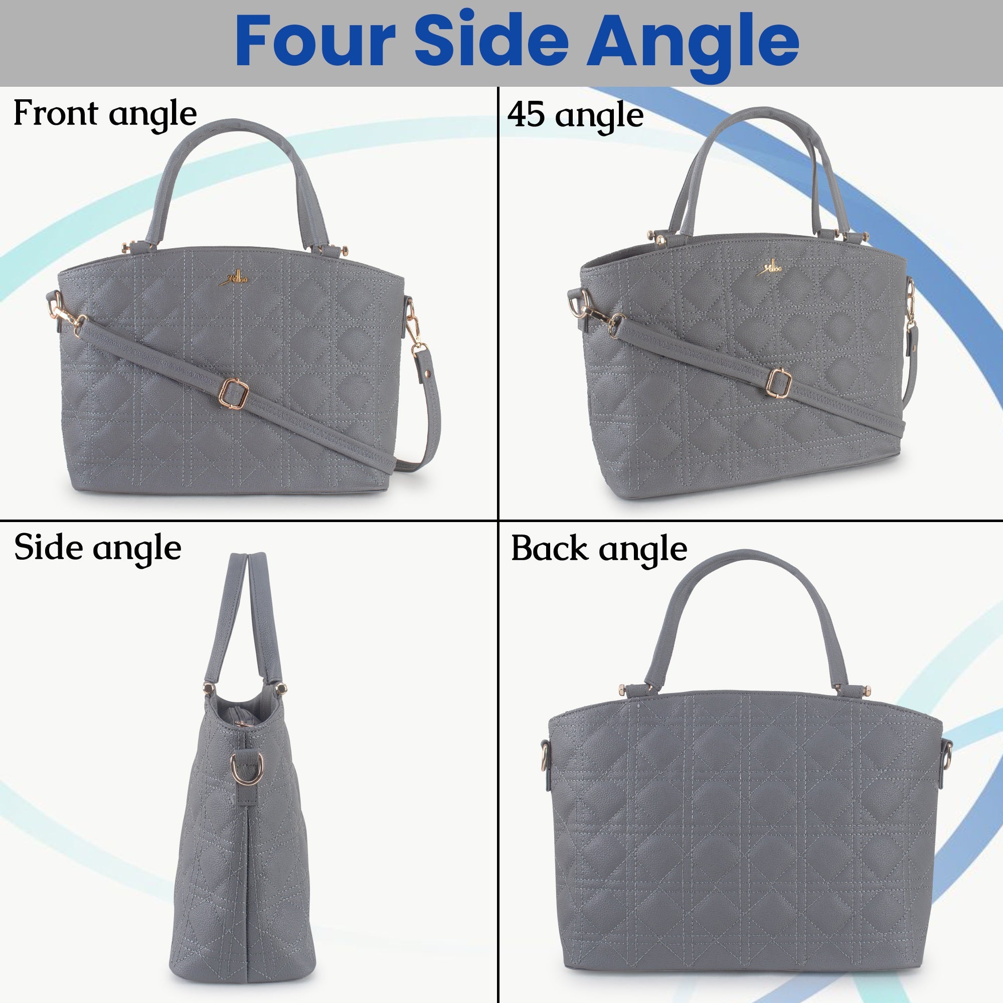 Grey Spacious Quilted Hand Bag