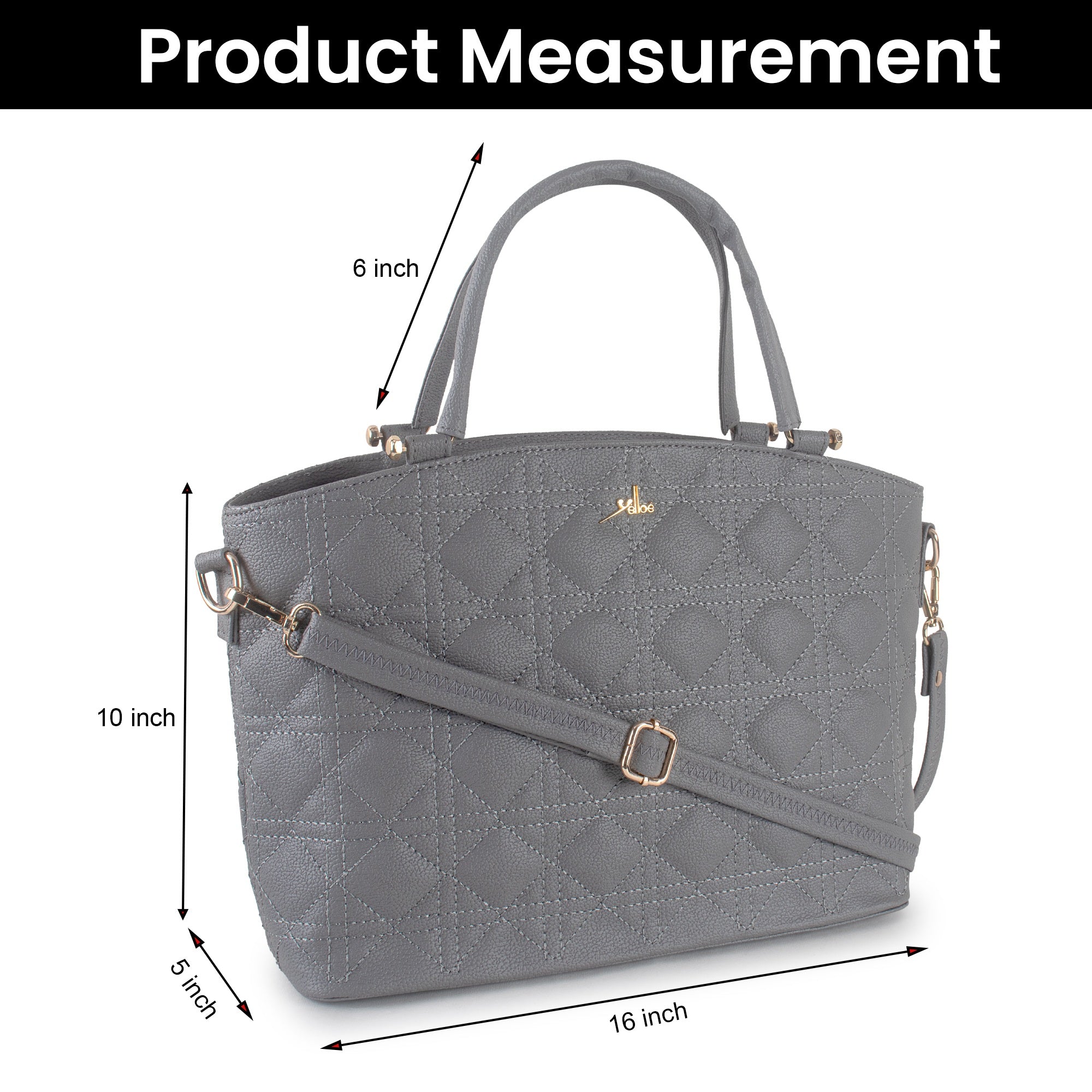 Grey Spacious Quilted Hand Bag