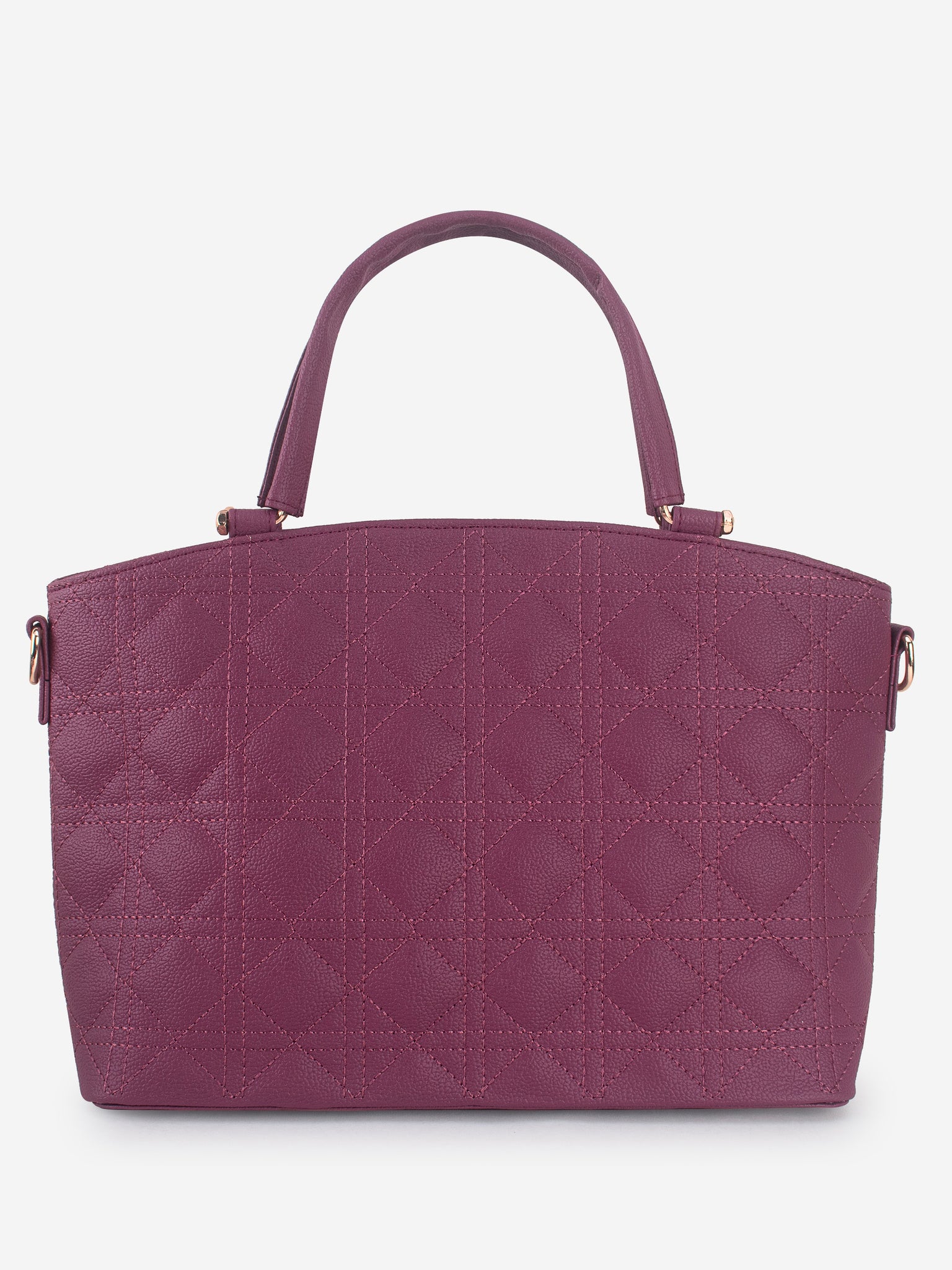 Wine Spacious Quilted Hand Bag