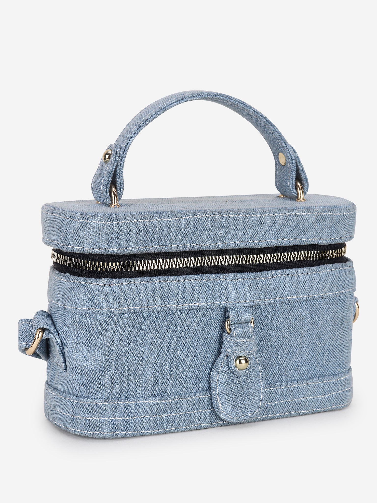 Blue Denim Bucket Sling Bag