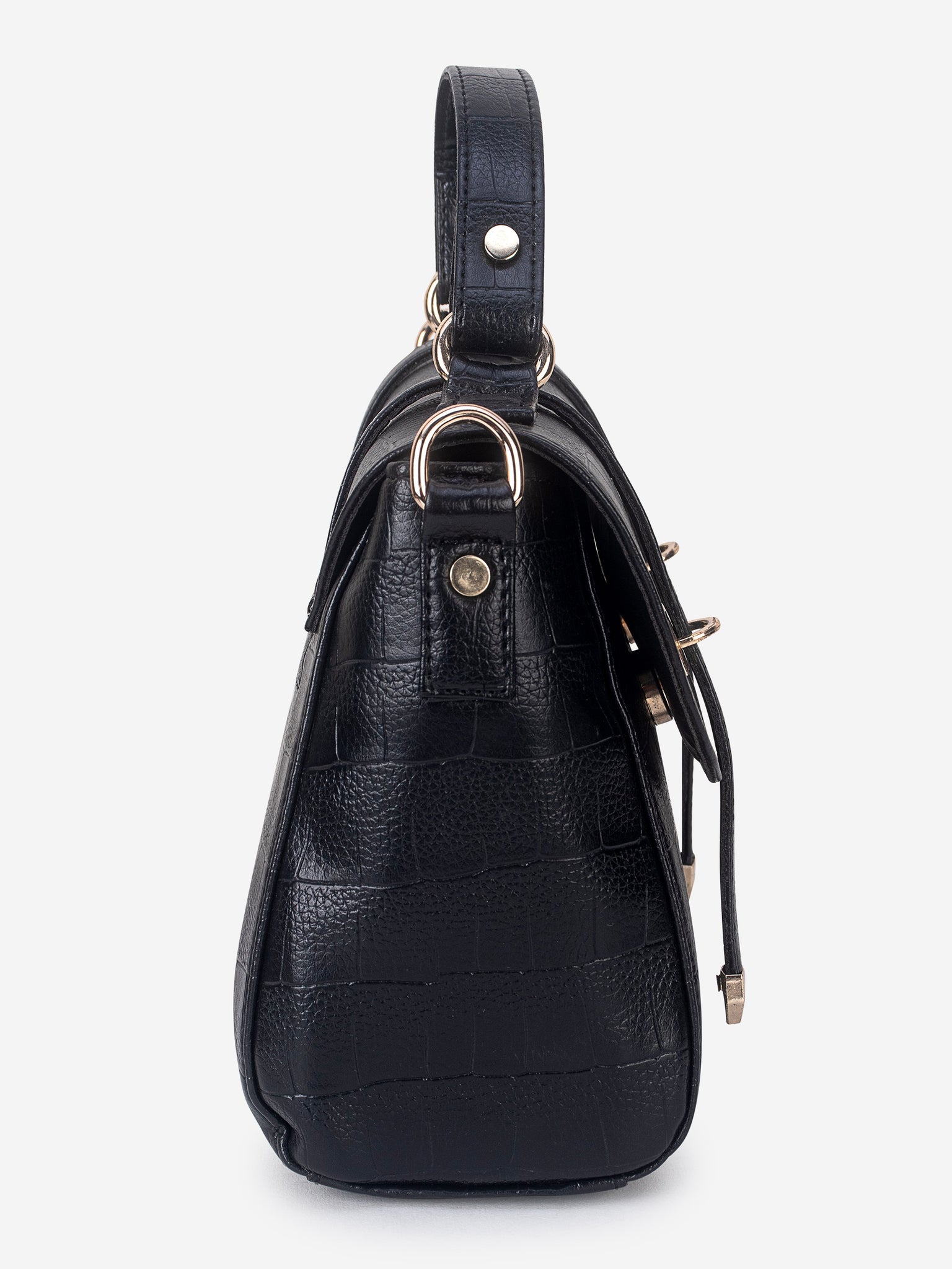 Black Croco Satchel Handbag