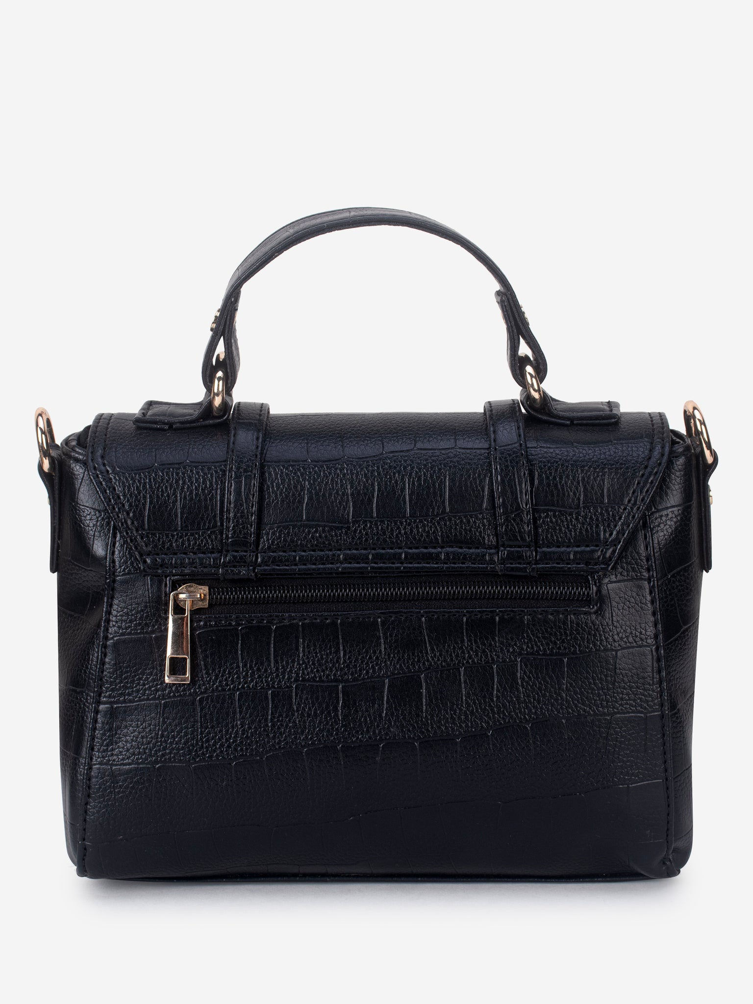 Black Croco Satchel Handbag