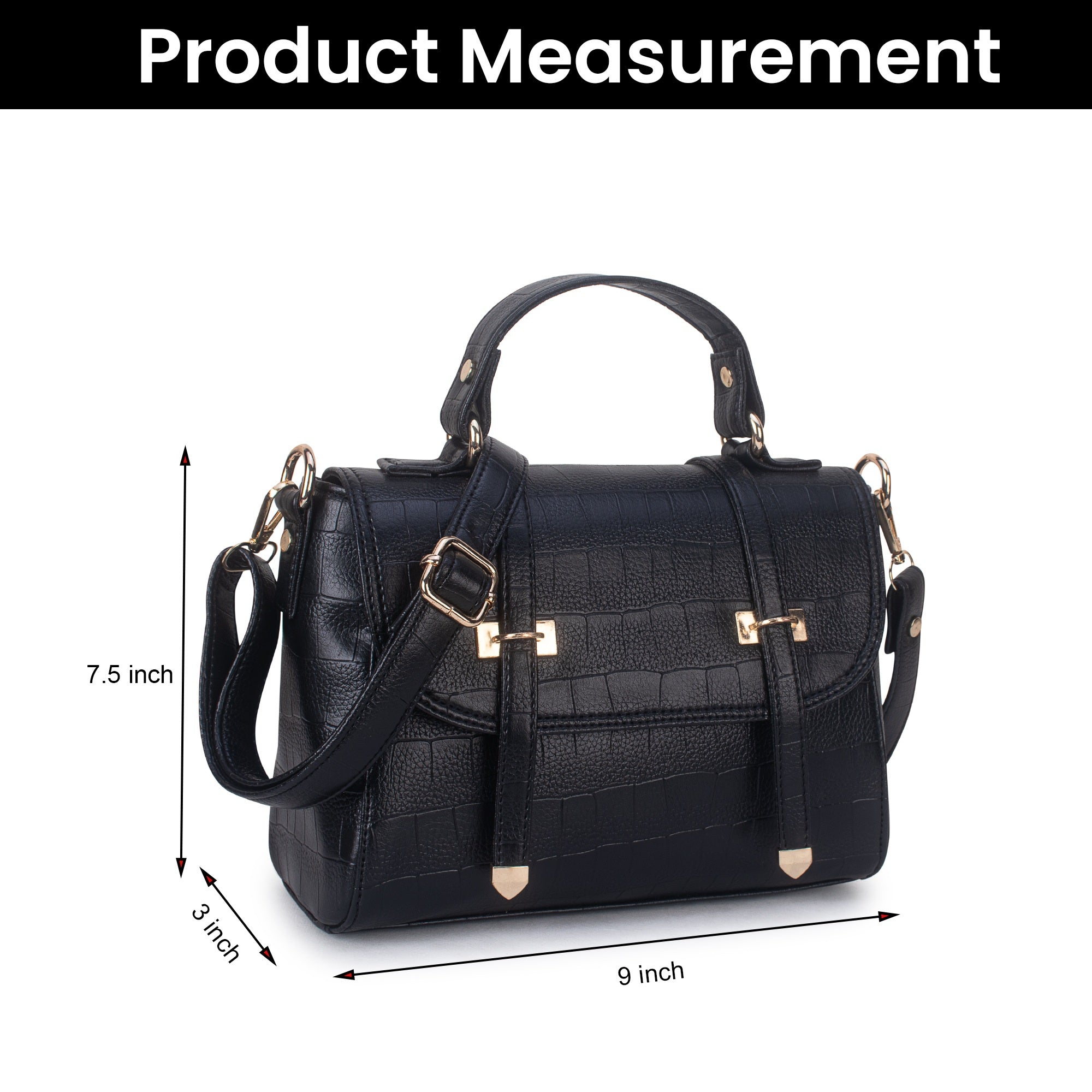 Black Croco Satchel Handbag