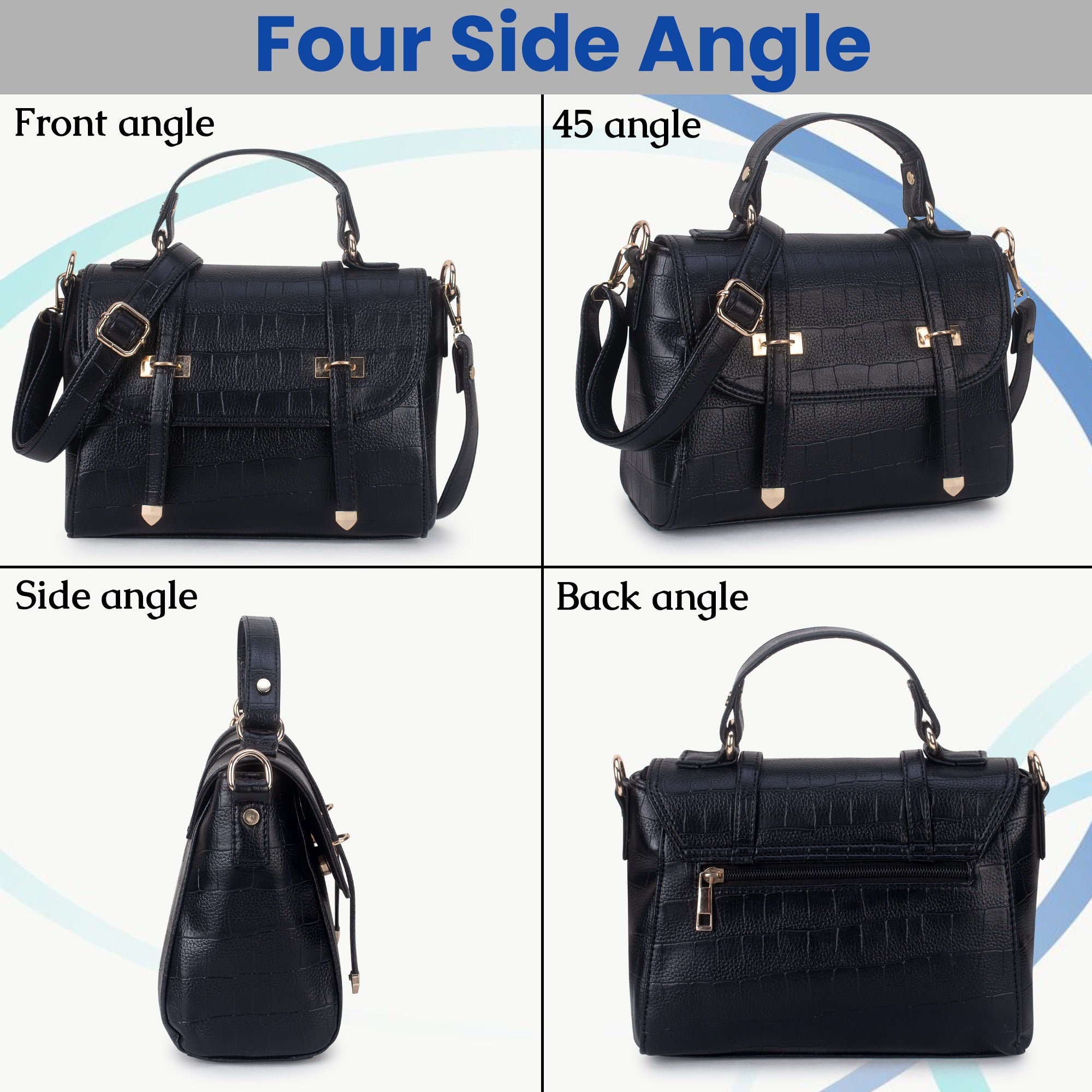 Black Croco Satchel Handbag