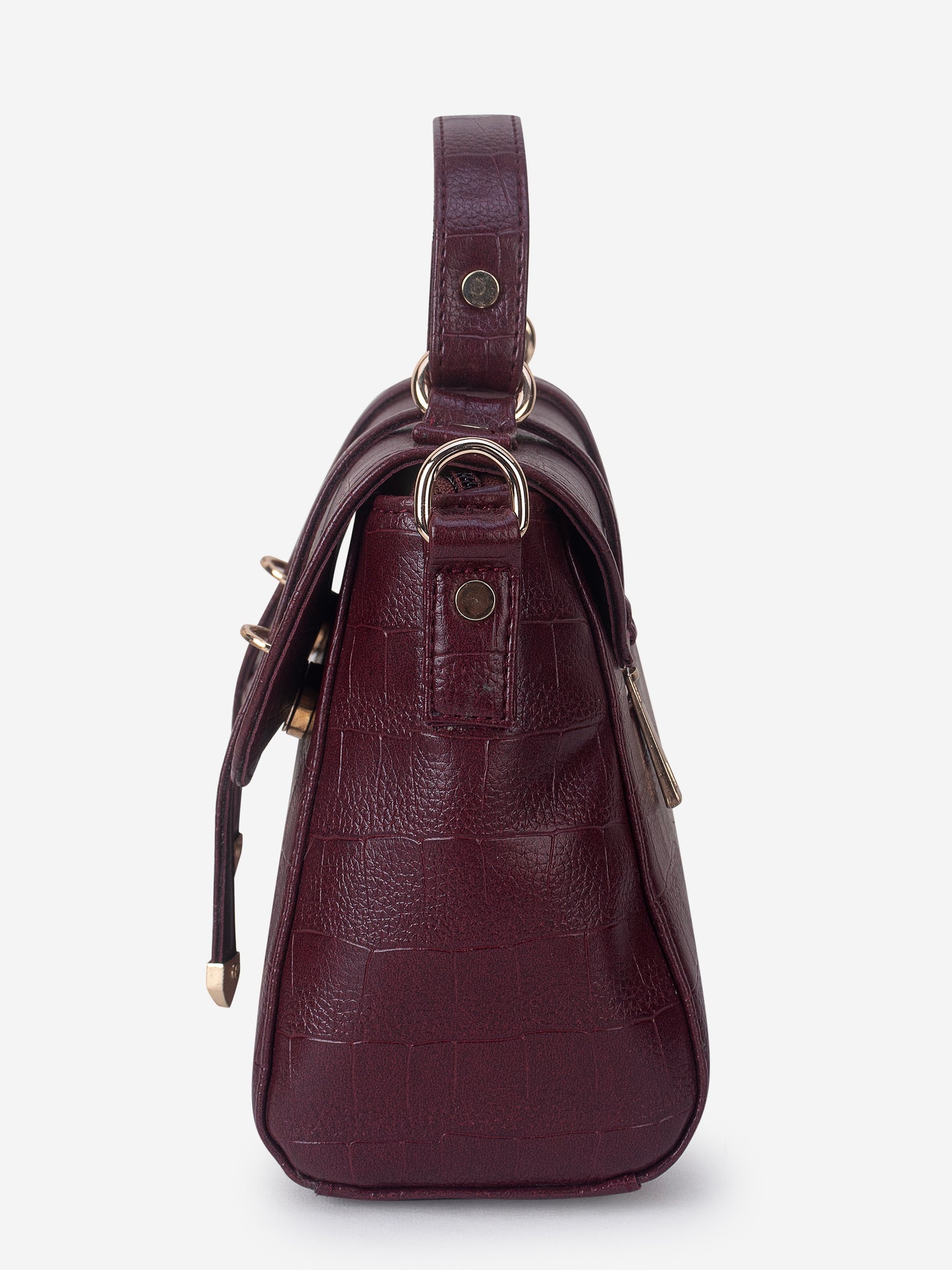 Maroon Croco Satchel Hand bag