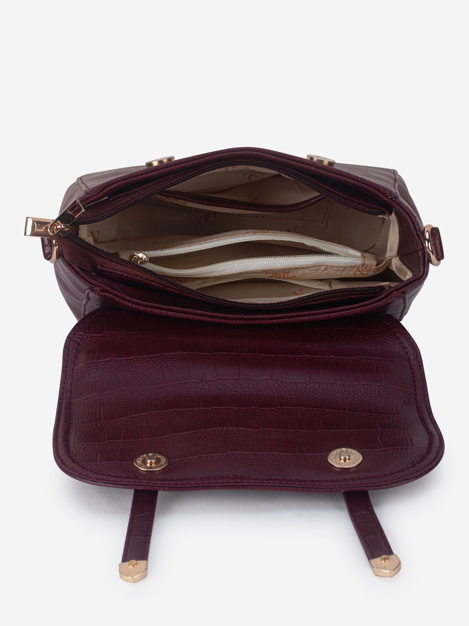 Maroon Croco Satchel Hand bag