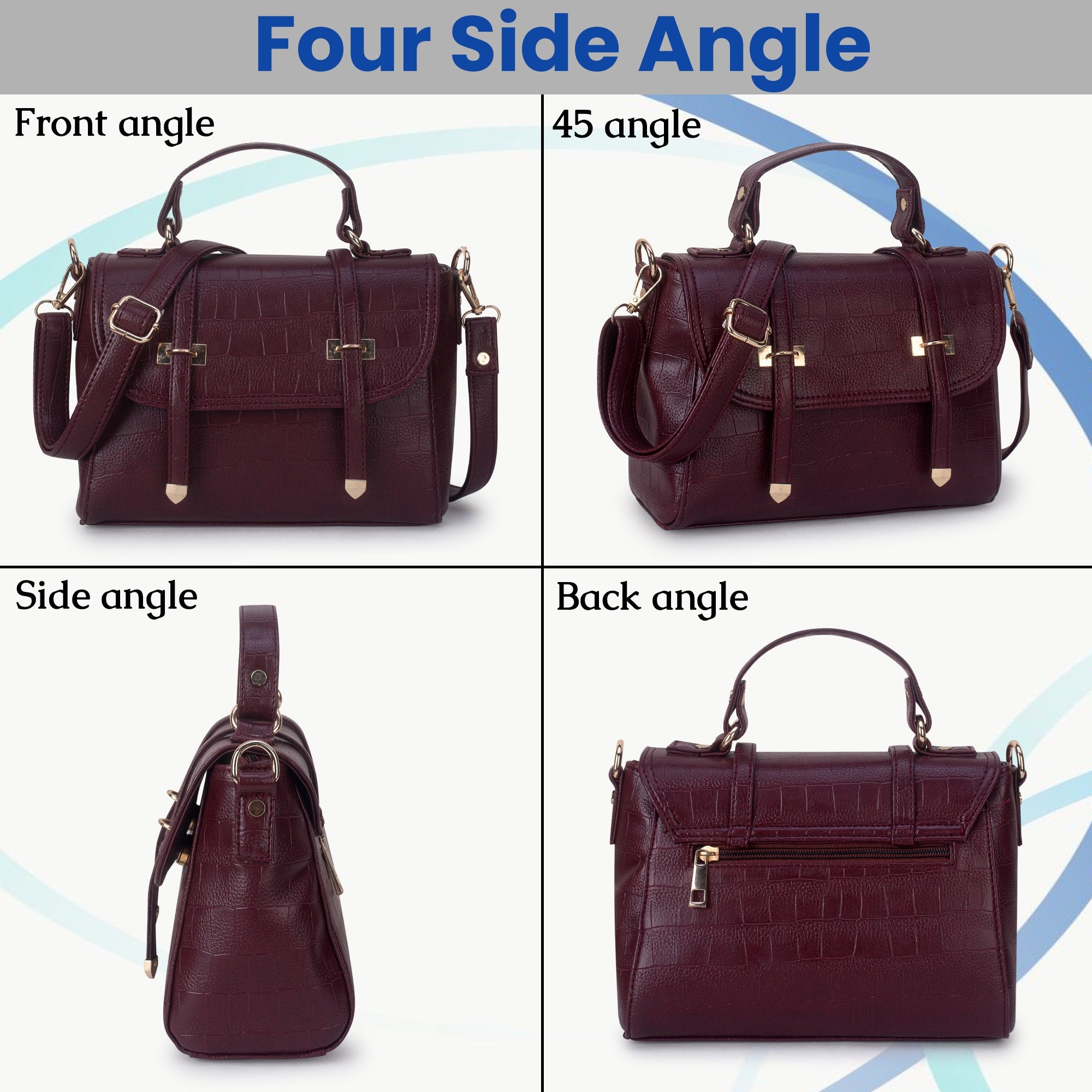 Maroon Croco Satchel Hand bag