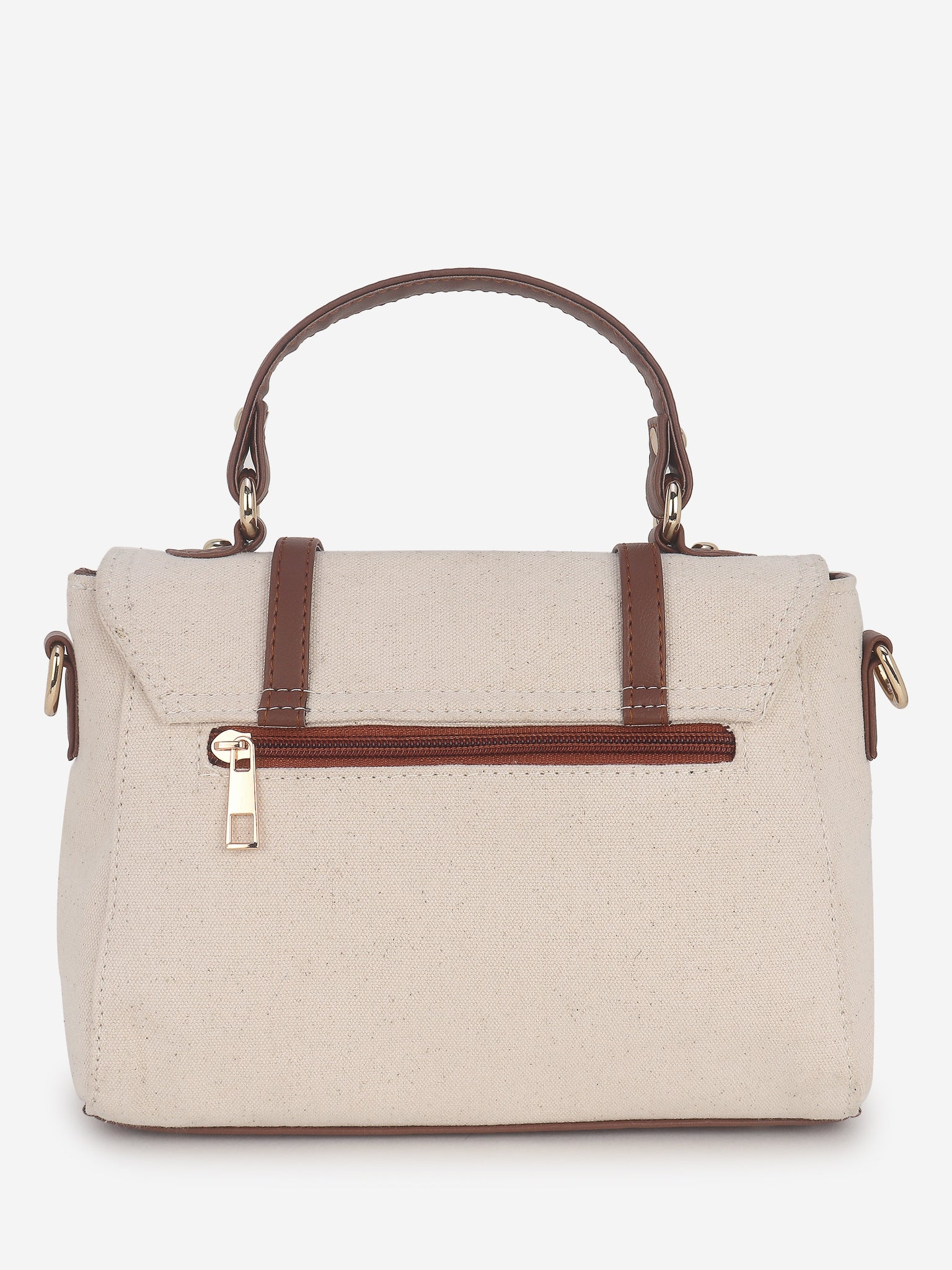 Off White-Tan Satchel Handbag