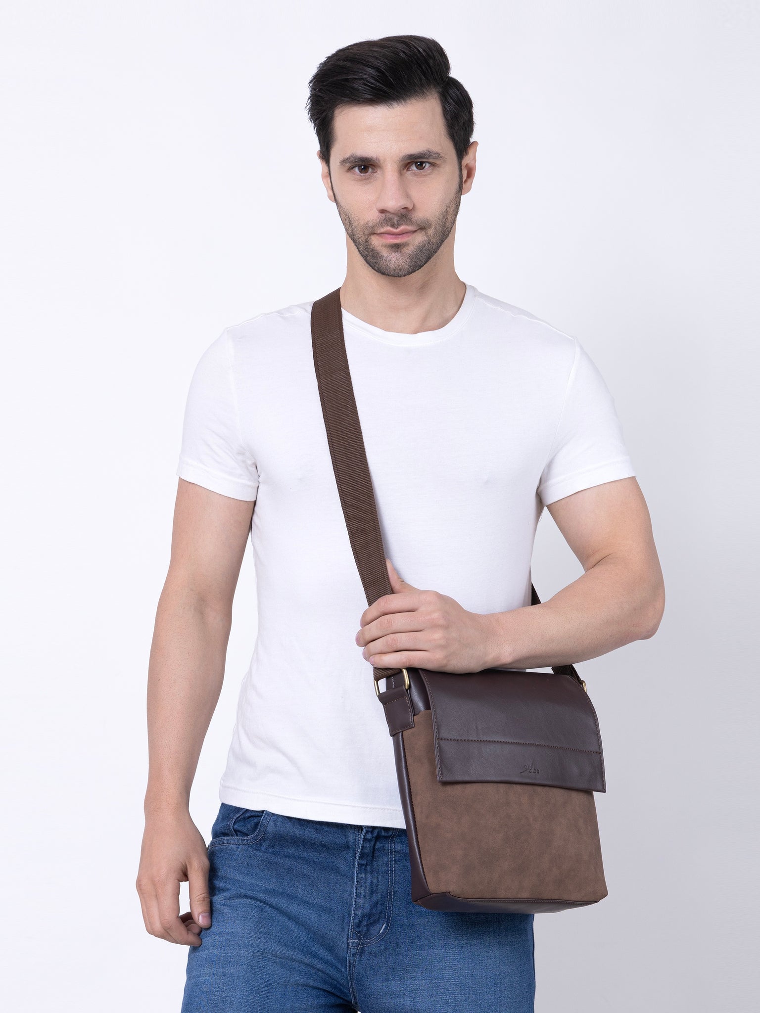 Brown Spacious Mens Messenger Bag