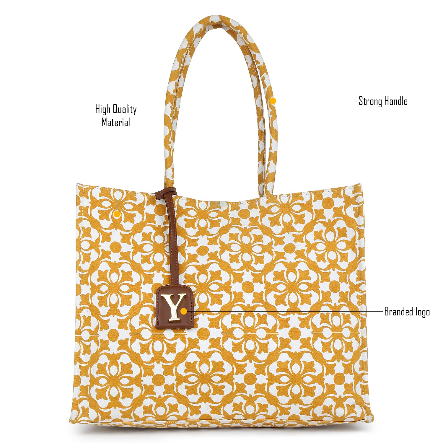 Oversized Yellow Printed Tote Bag
