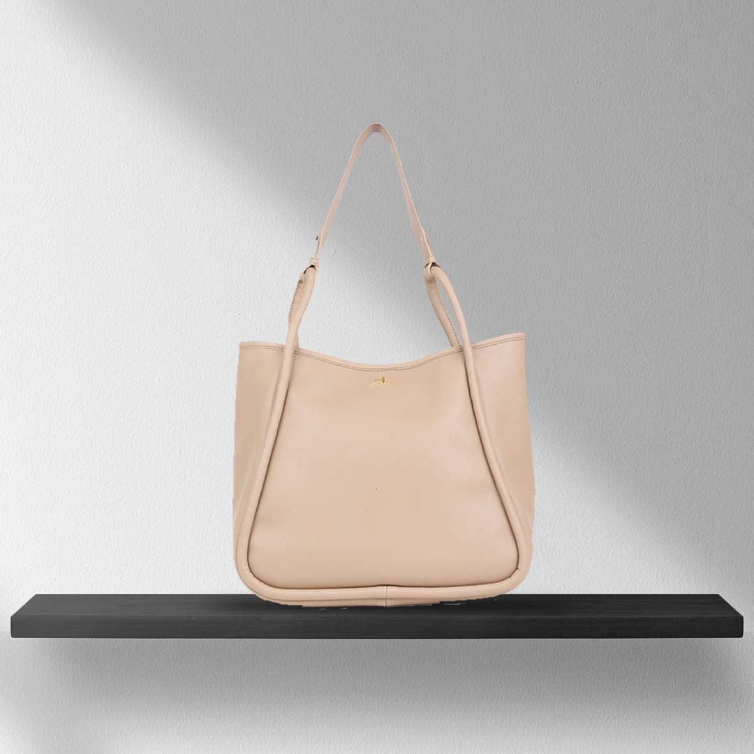 Trendy Beige Tote Bag With Pouch