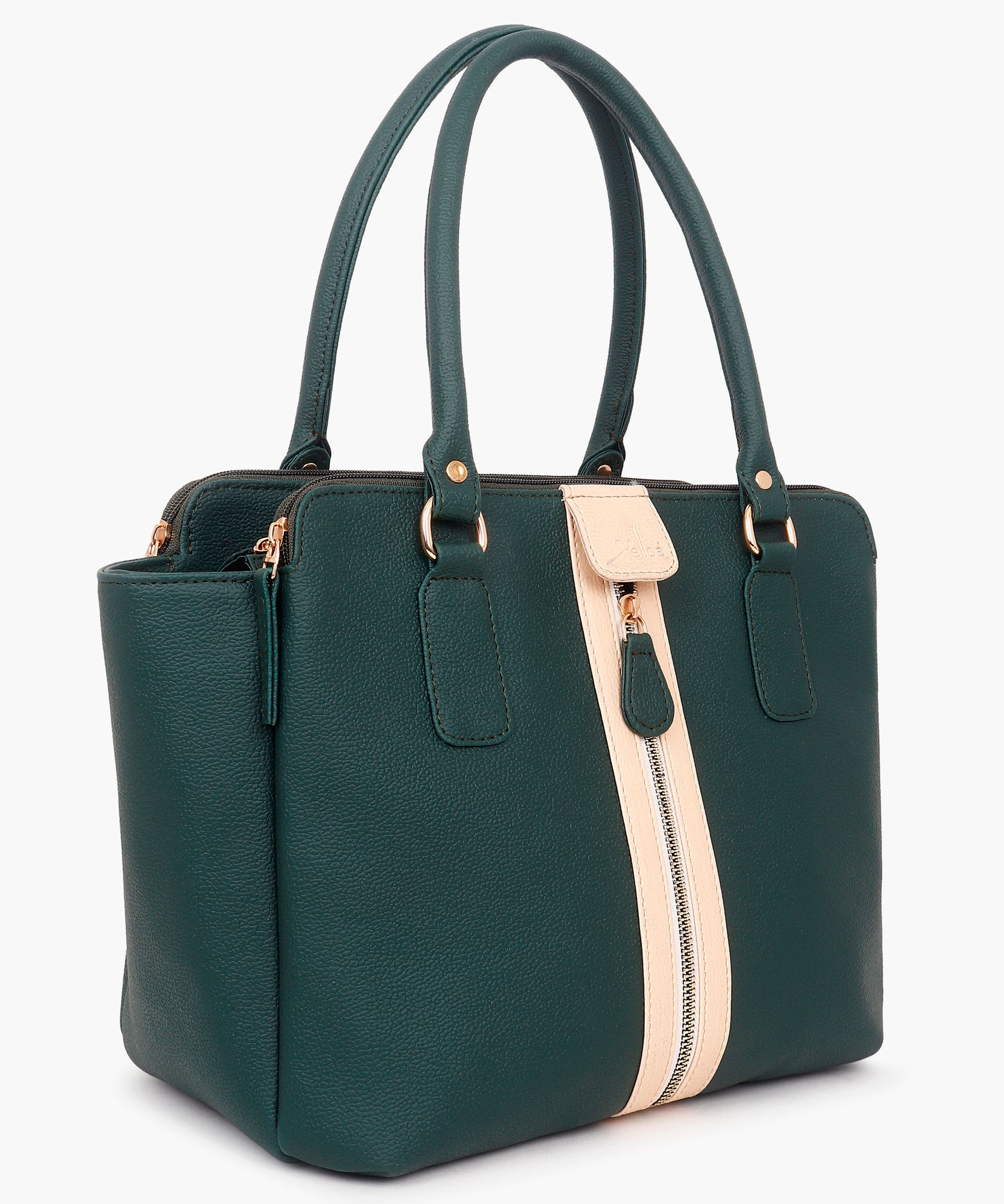 Multi Compartment trendy Handbag Green